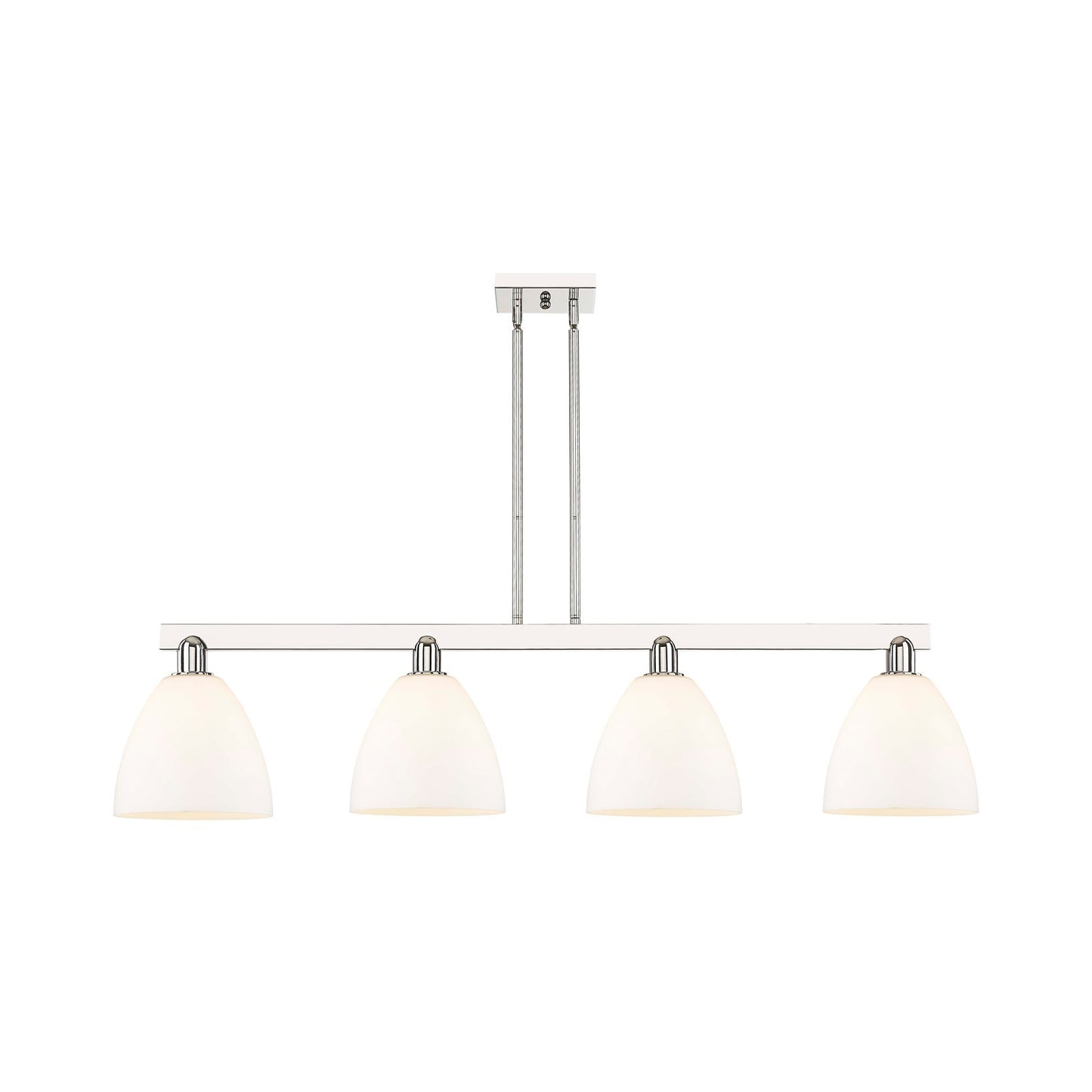 Innovations Bristol 52in 4-Light Island Light | Industrial Polished Nickel Steel and Matte White Glass | Kitchen Island & Dining | Model 716-4I-PN-GBD-91