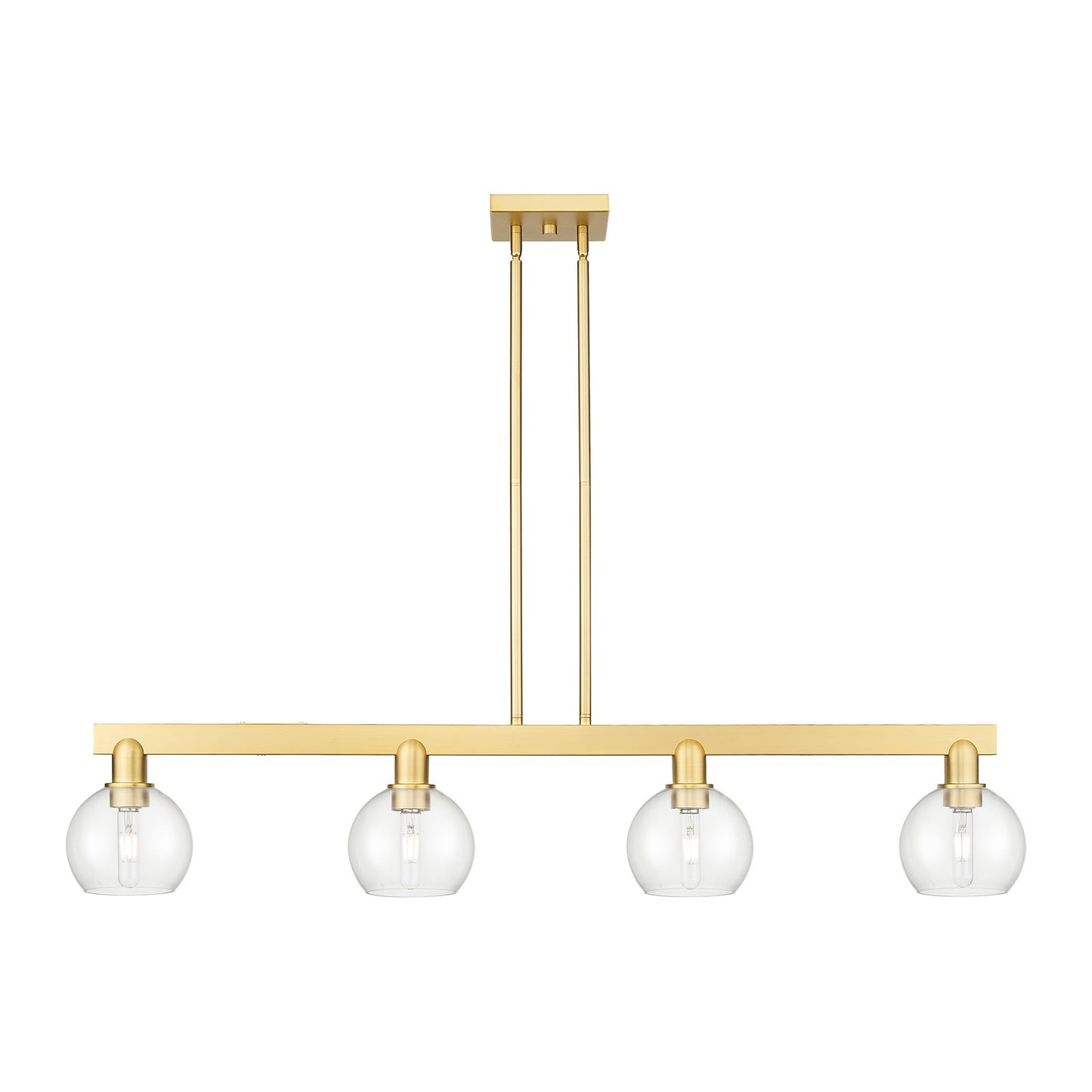 Innovations Athens 49in 4-Light Island Light | Industrial Satin Gold Steel and Clear Glass | Kitchen Island & Dining Room | Model 716-4I-SG-G122-6