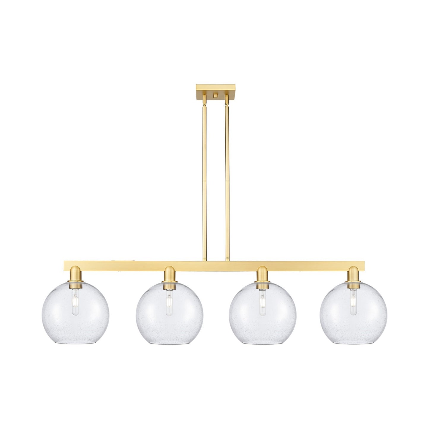 Innovations Athens 53in 4-Light Island Light | Industrial Satin Gold Steel and Seedy Glass | Kitchen Island & Dining Room | Model 716-4I-SG-G124-10
