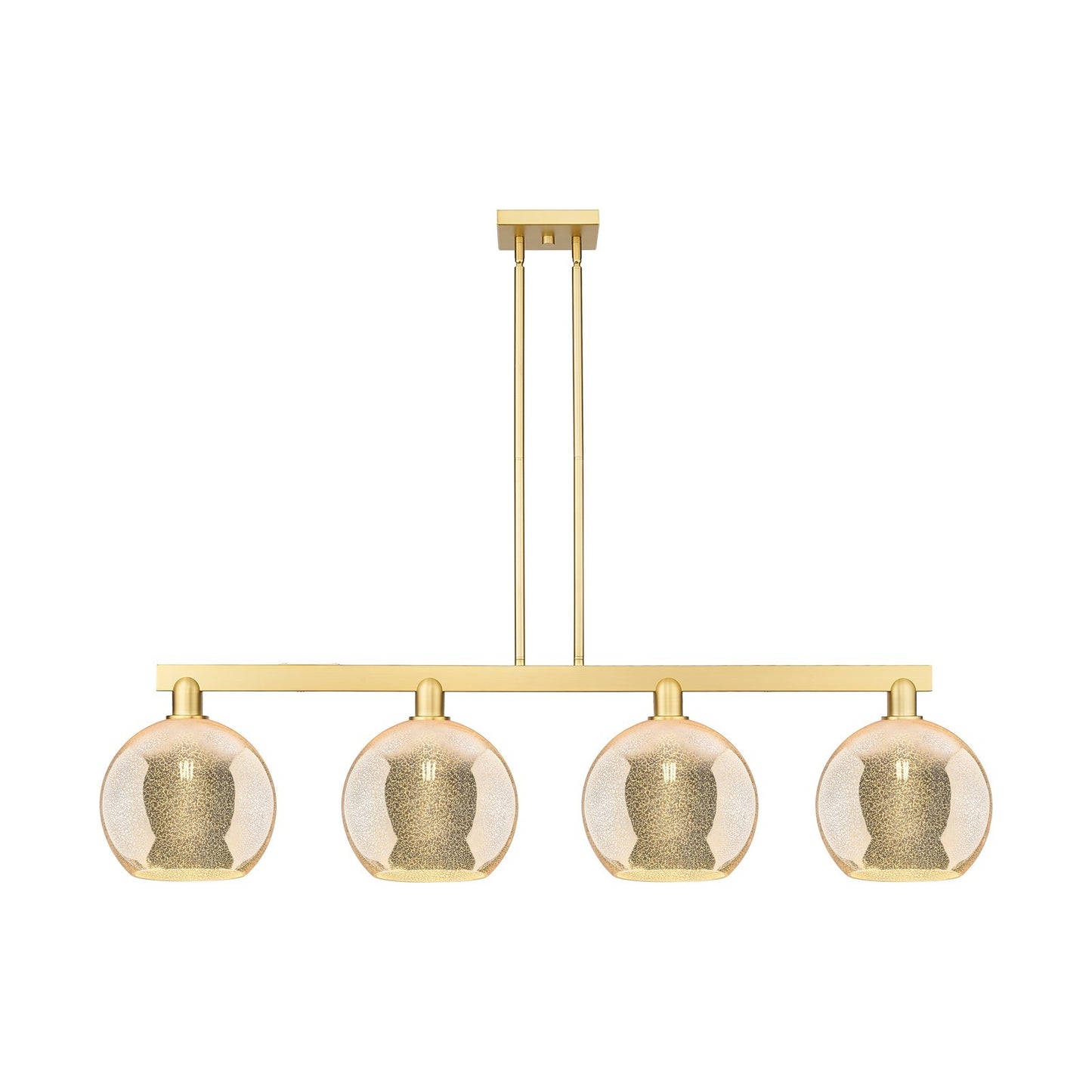Innovations Athens 53in 4-Light Island Light | Industrial Satin Gold Steel and Mercury Glass | Kitchen Island & Dining Room | Model 716-4I-SG-G128-10