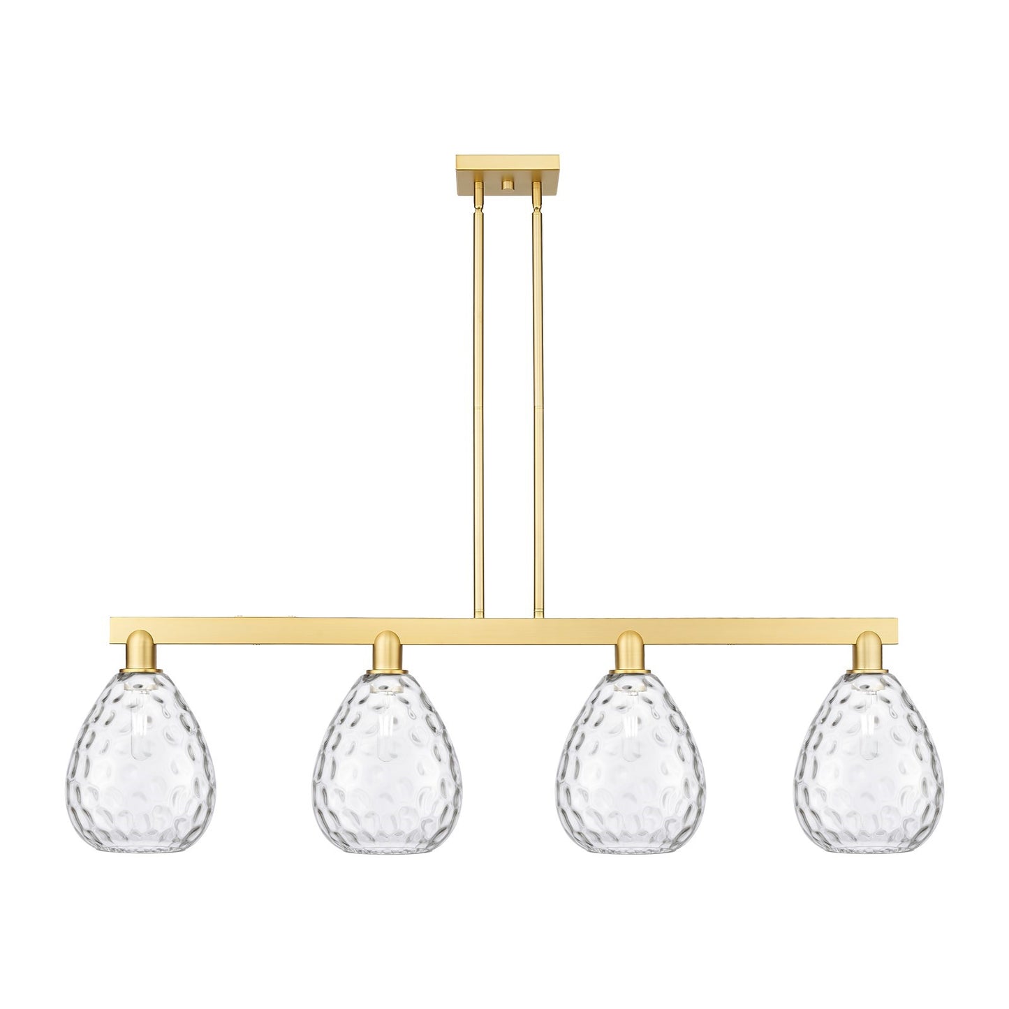 Innovations Waverly 51in 4-Light Island Light | Industrial Satin Gold Steel and Clear Glass | Kitchen Island & Dining Room | Model 716-4I-SG-G372