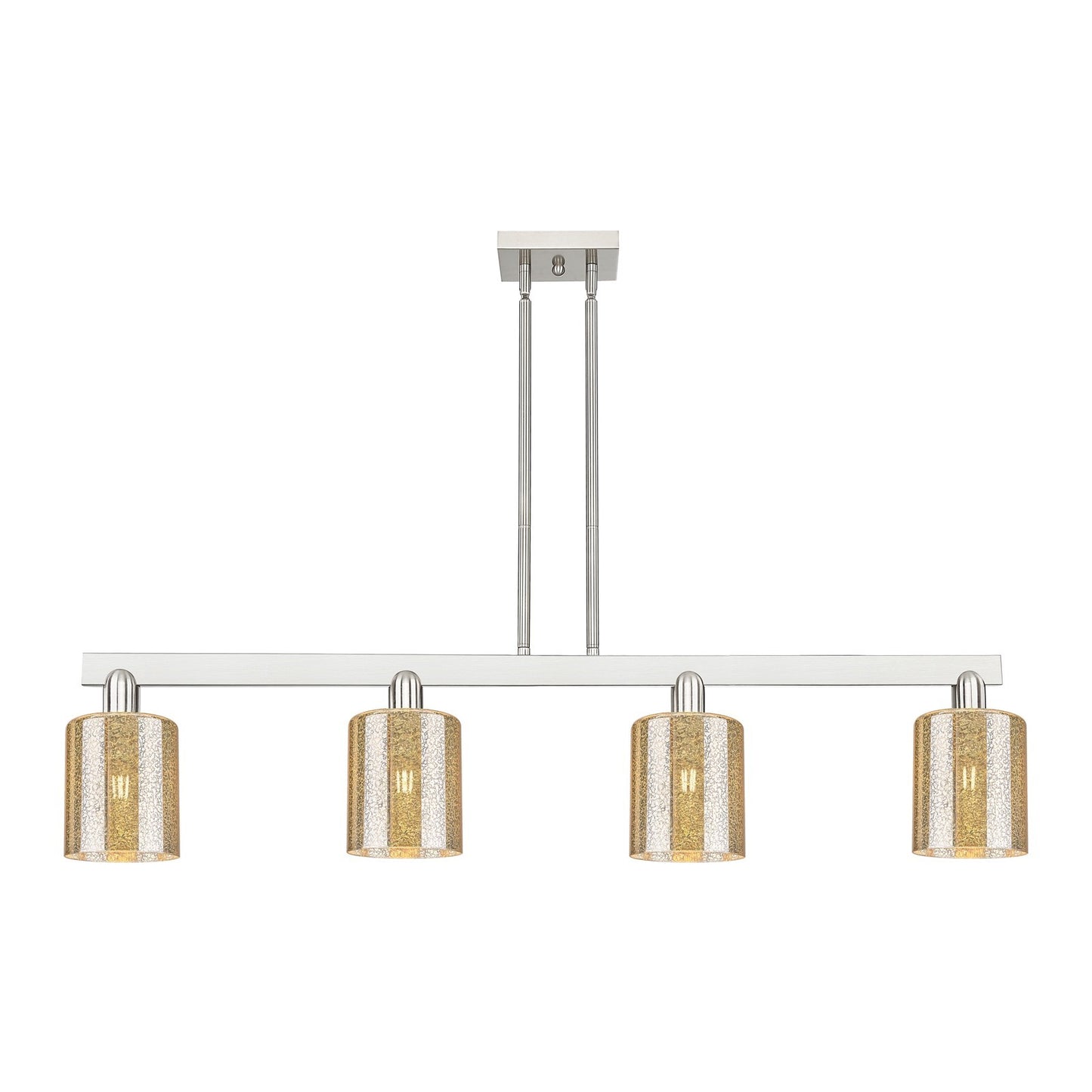 Innovations Cobbleskill 48in 4-Light Island Light | Industrial Brushed Satin Nickel Steel and Mercury Glass | Kitchen Island & | Model 716-4I-SN-G116