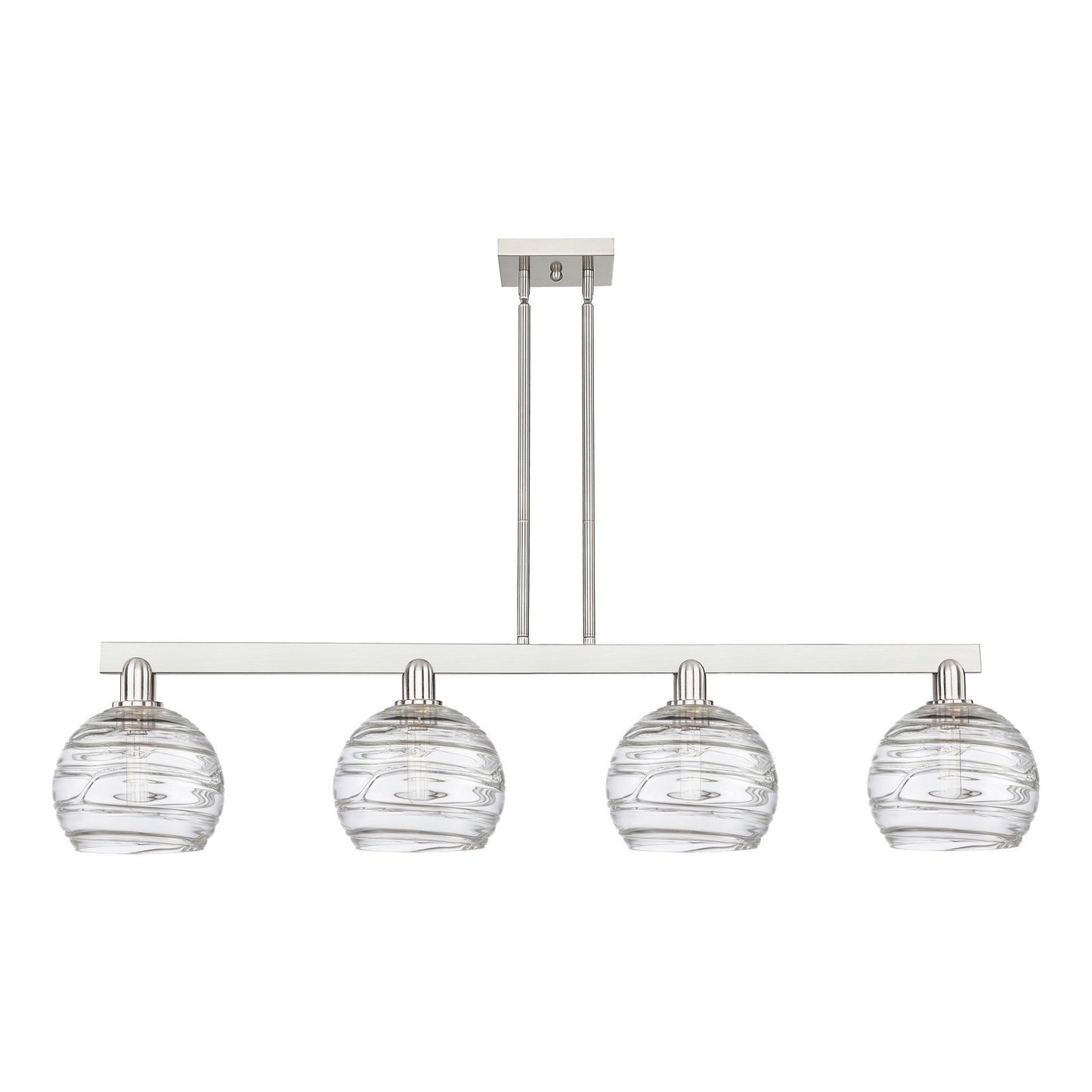 Innovations Athens Deco Swirl 51in 4-Light Island Light | Industrial Brushed Satin Nickel and Clear Glass | Kitchen Island & | Model 716-4I-SN-G1213-8CL