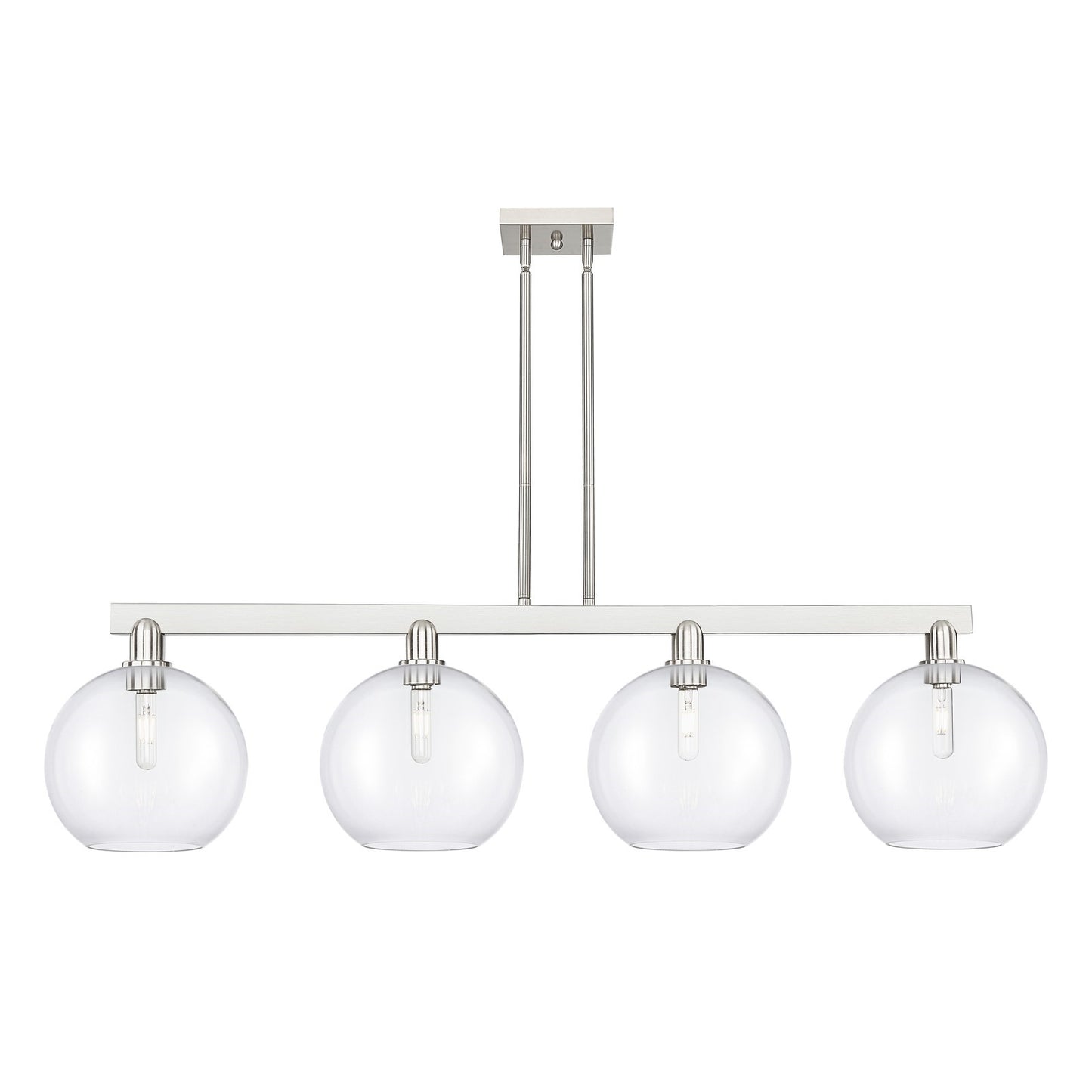 Innovations Athens 53in 4-Light Island Light | Industrial Brushed Satin Nickel Steel and Clear Glass | Kitchen Island & Dining | Model 716-4I-SN-G122-10