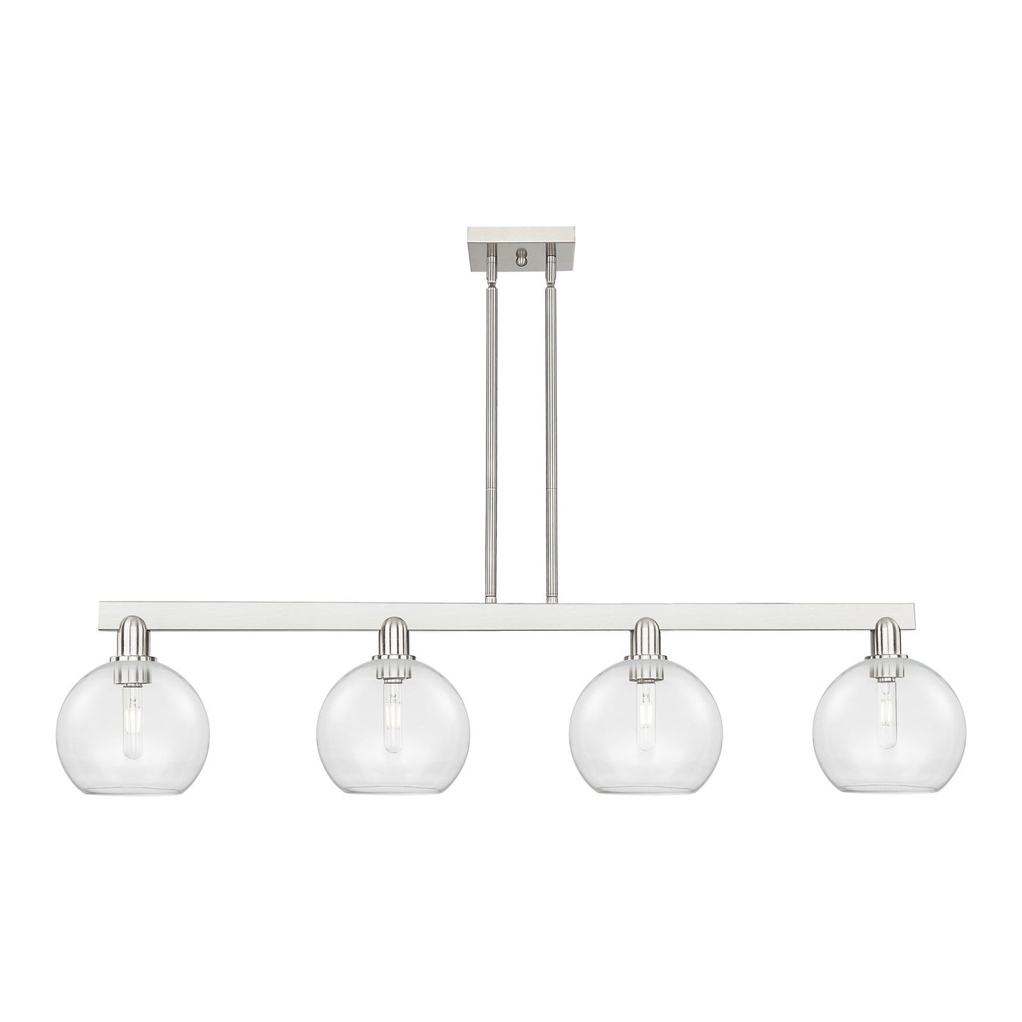 Innovations Athens 51in 4-Light Island Light | Industrial Brushed Satin Nickel and Clear Glass | Kitchen Island & Dining Room | Model 716-4I-SN-G122-8