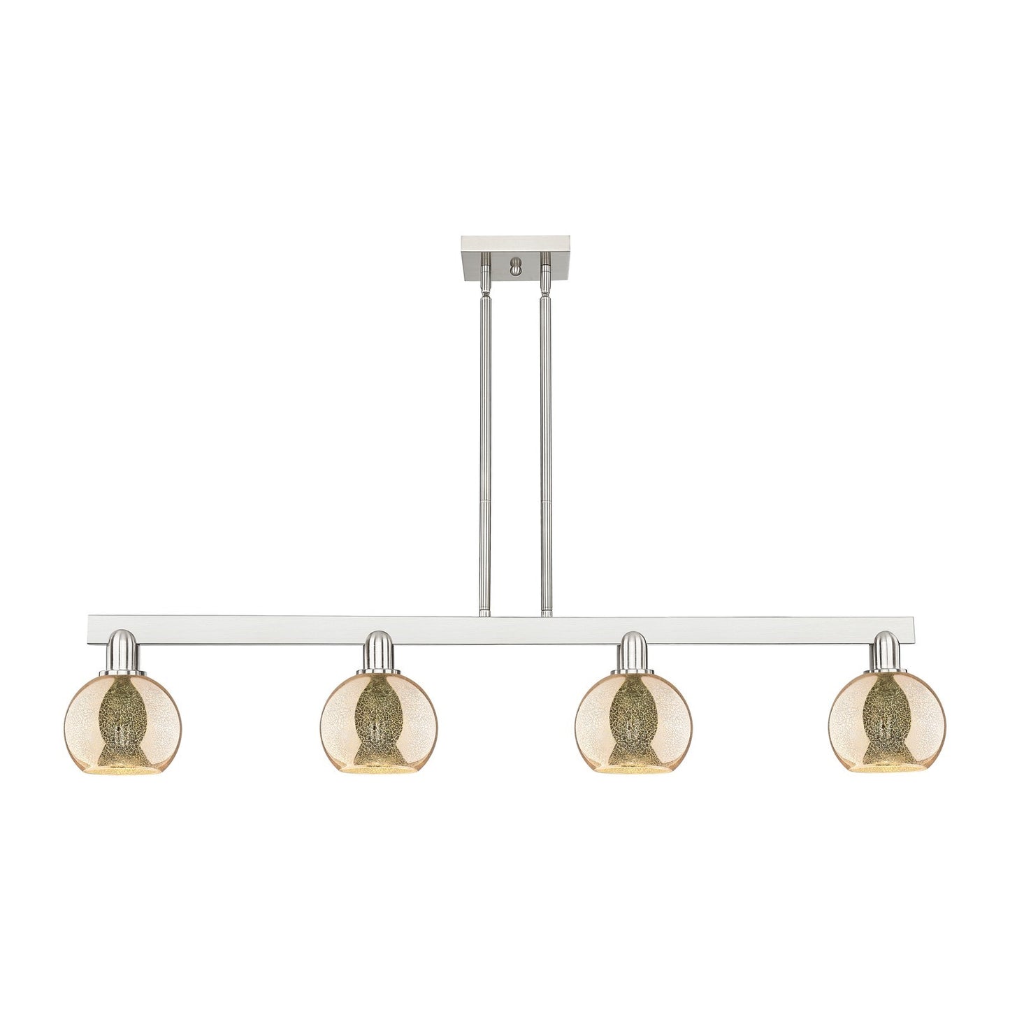 Innovations Athens 49in 4-Light Island Light | Industrial Brushed Satin Nickel and Mercury Glass | Kitchen Island & Dining Room | Model 716-4I-SN-G128-6