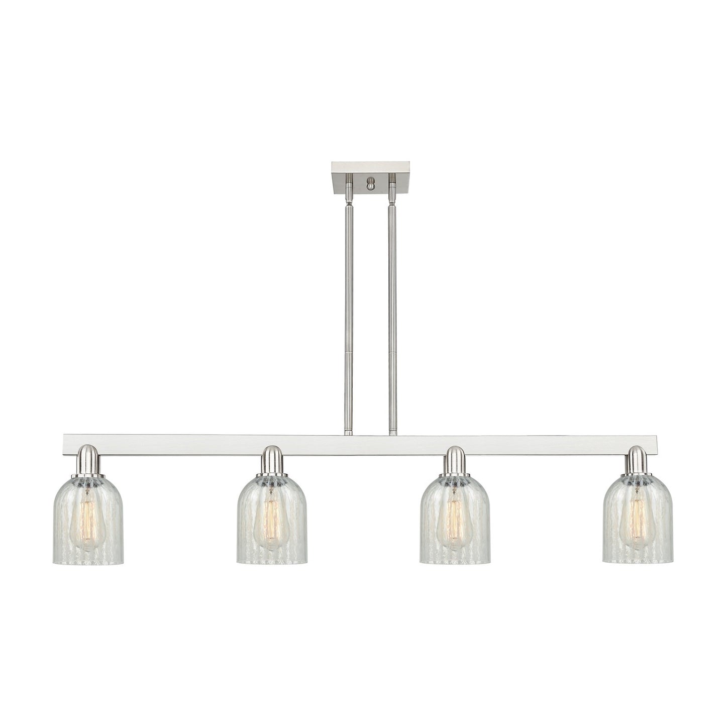 Innovations Caledonia 48in 4-Light Island Light | Industrial Brushed Satin Nickel and Mouchette Glass | Kitchen Island & Dining | Model 716-4I-SN-G2511