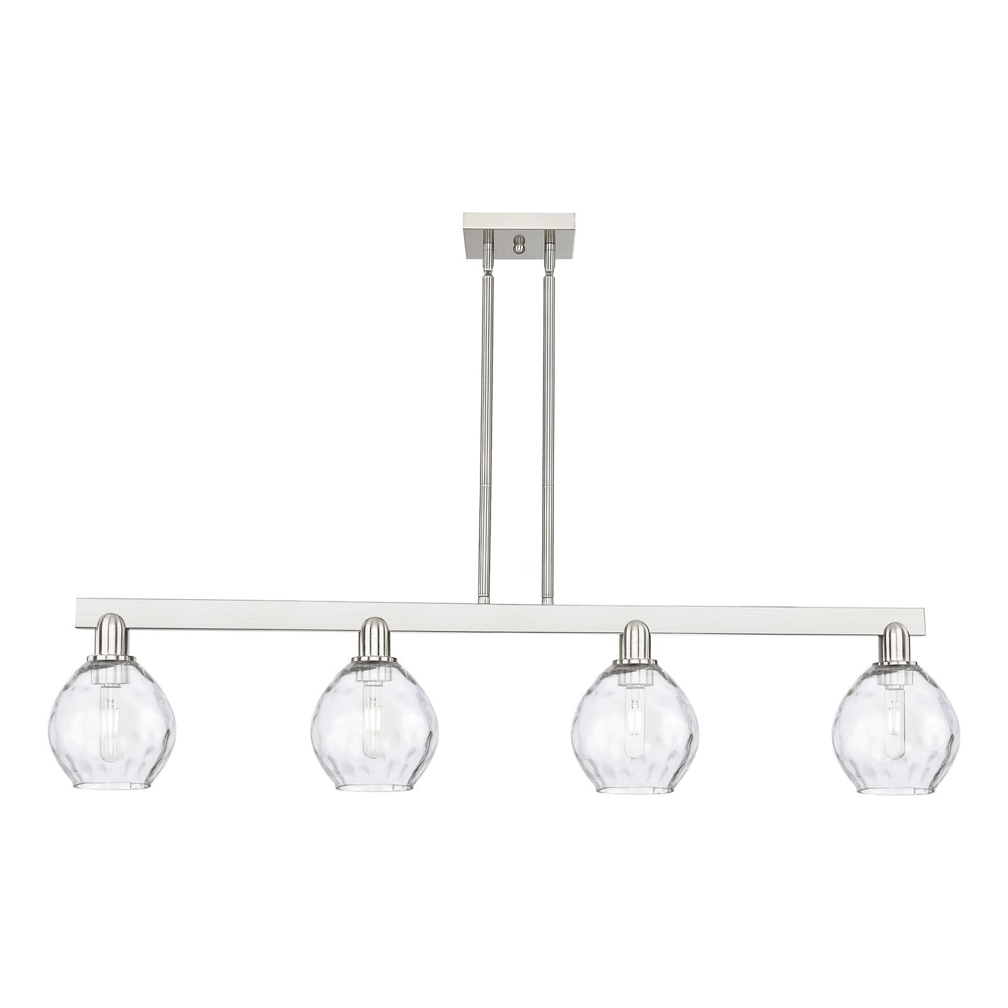 Innovations Waverly 49in 4-Light Island Light | Industrial Brushed Satin Nickel and Clear Glass | Kitchen Island & Dining Room | Model 716-4I-SN-G362
