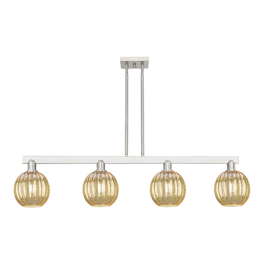 Innovations Preston 4Lt 48" Globe Stem Island Light, SN/MC - 716-4I-SN-G458-7ME