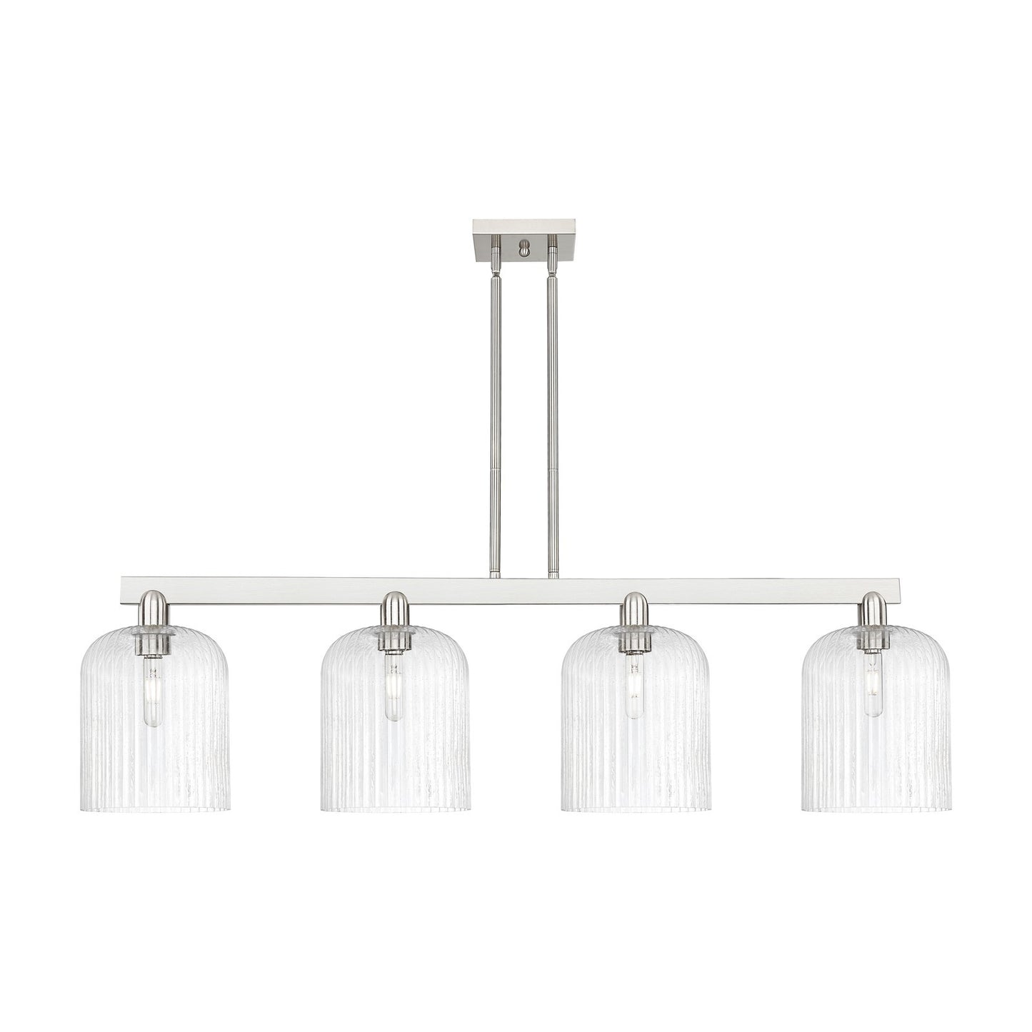 Innovations Bridal Veil 51in 4-Light Island Light | Industrial Brushed Satin Nickel and Seedy Glass | Kitchen Island & Dining | Model 716-4I-SN-G559-8SDY