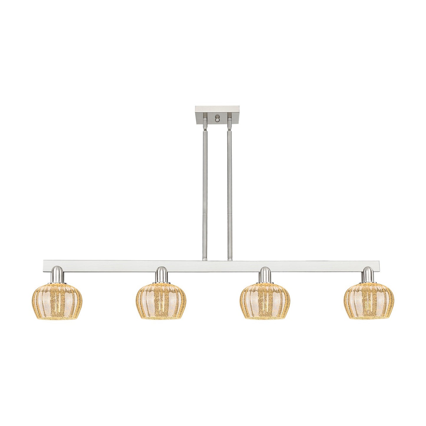 Innovations Fenton 49.25in 4-Light Island Light | Industrial Brushed Satin Nickel and Mercury Ribbed Glass | Kitchen Island & Dining | Model 716-4I-SN-G96