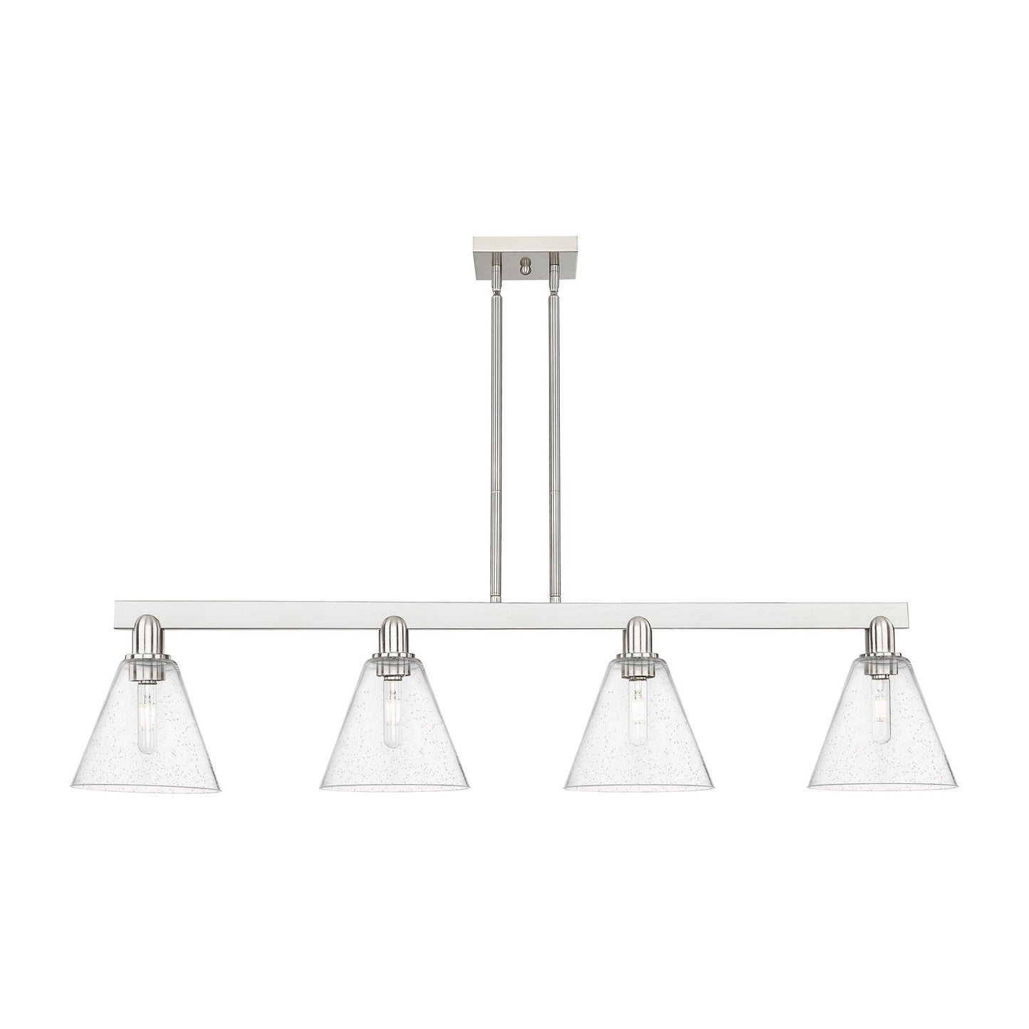 Innovations Berkshire Glass 51in 4-Light Island Light | Industrial Brushed Satin Nickel and Seedy Glass | Kitchen Island & Dining | Model 716-4I-SN-GBC-84