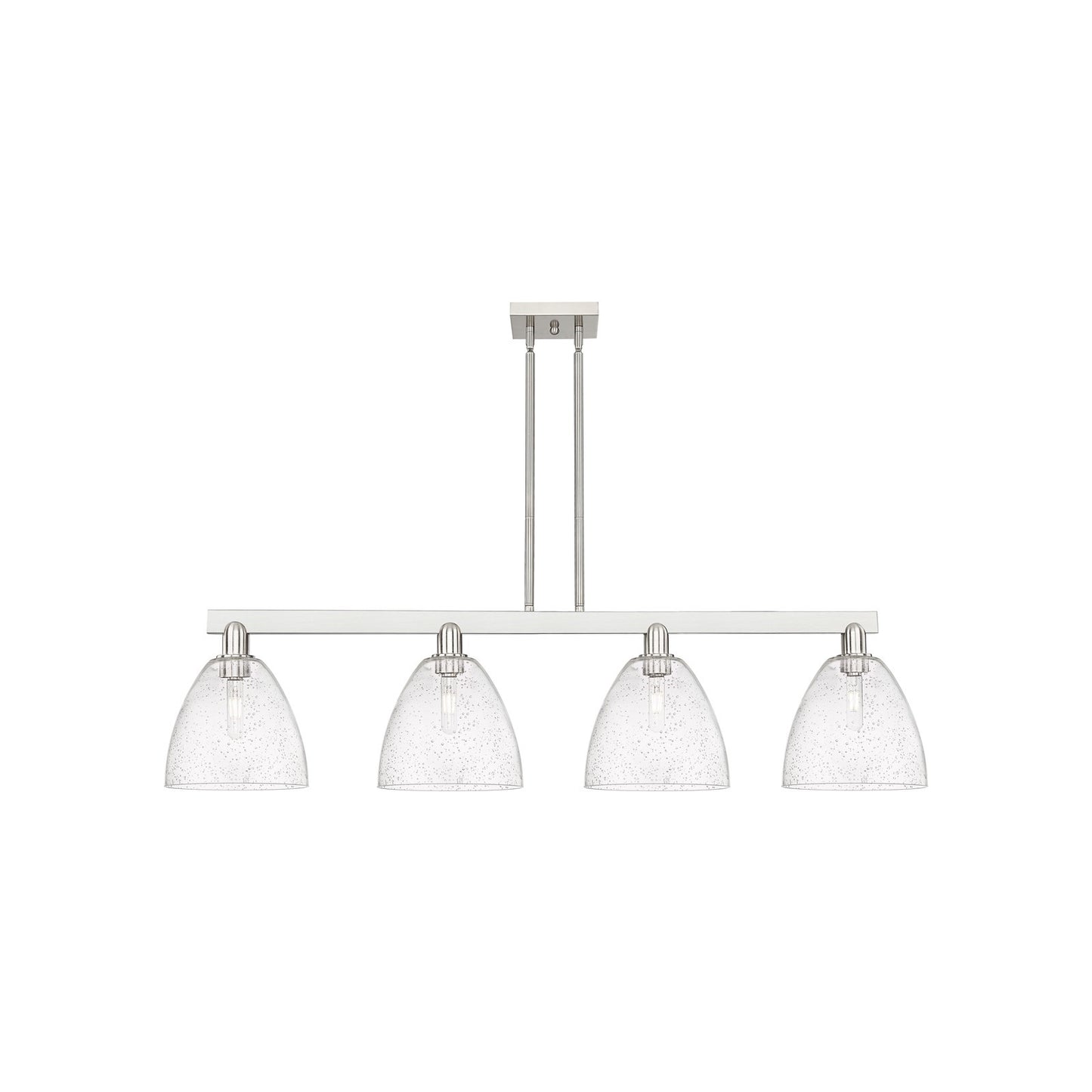 Innovations Bristol 52in 4-Light Island Light | Industrial Brushed Satin Nickel Steel and Seedy Glass | Kitchen Island & Dining | Model 716-4I-SN-GBD-94