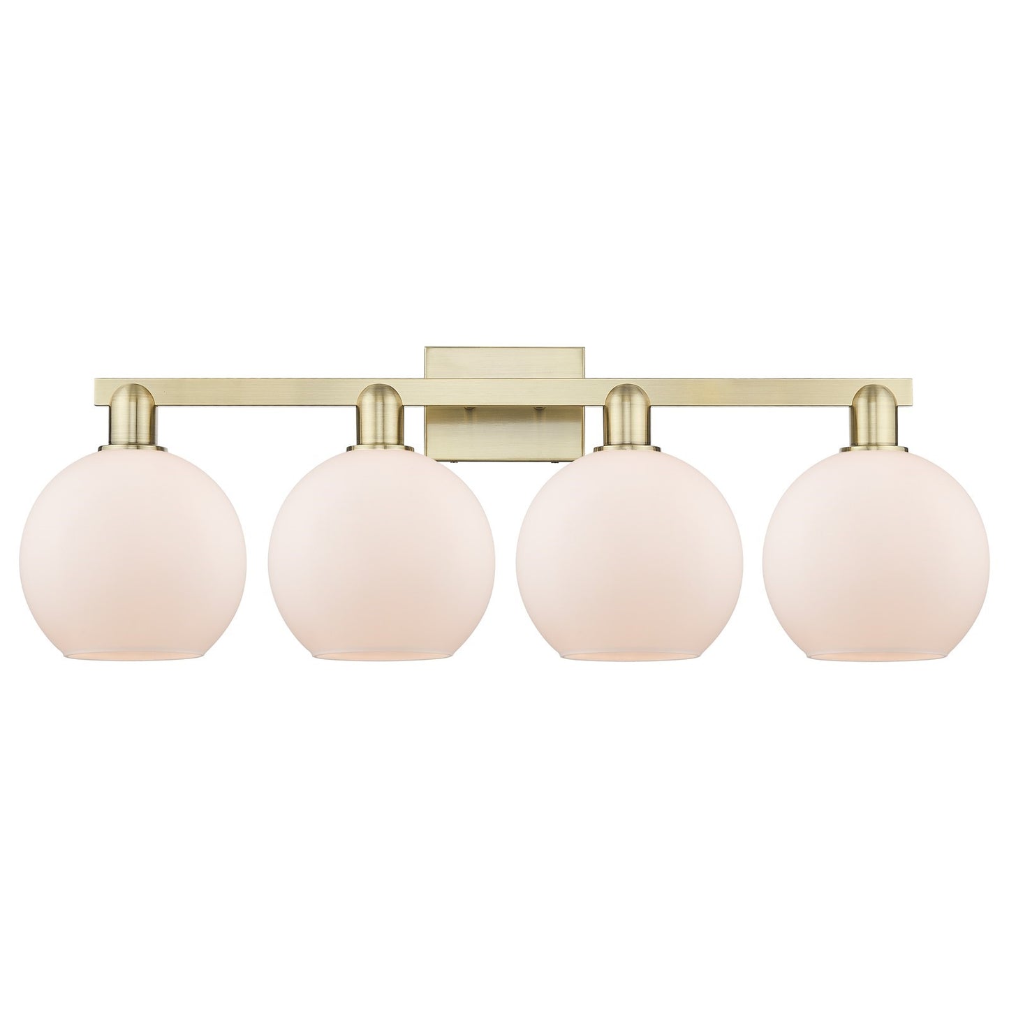 Innovations Athens 35in 4-Light Bath Vanity Light | Industrial Antique Brass and Matte White Glass | Bathroom Vanity | Model 716-4W-AB-G121-8