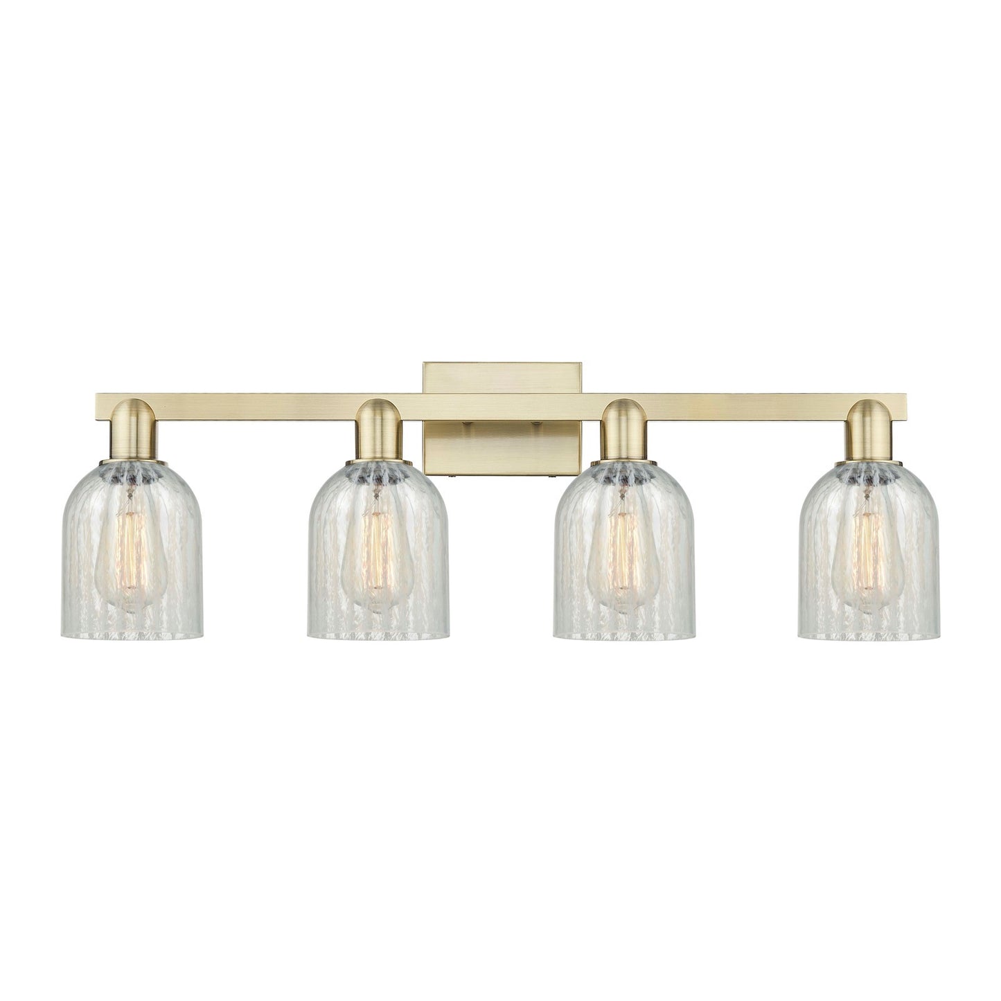 Innovations Caledonia 32in 4-Light Bath Vanity Light | Industrial Antique Brass Steel and Mouchette Glass | Bathroom Vanity & | Model 716-4W-AB-G2511