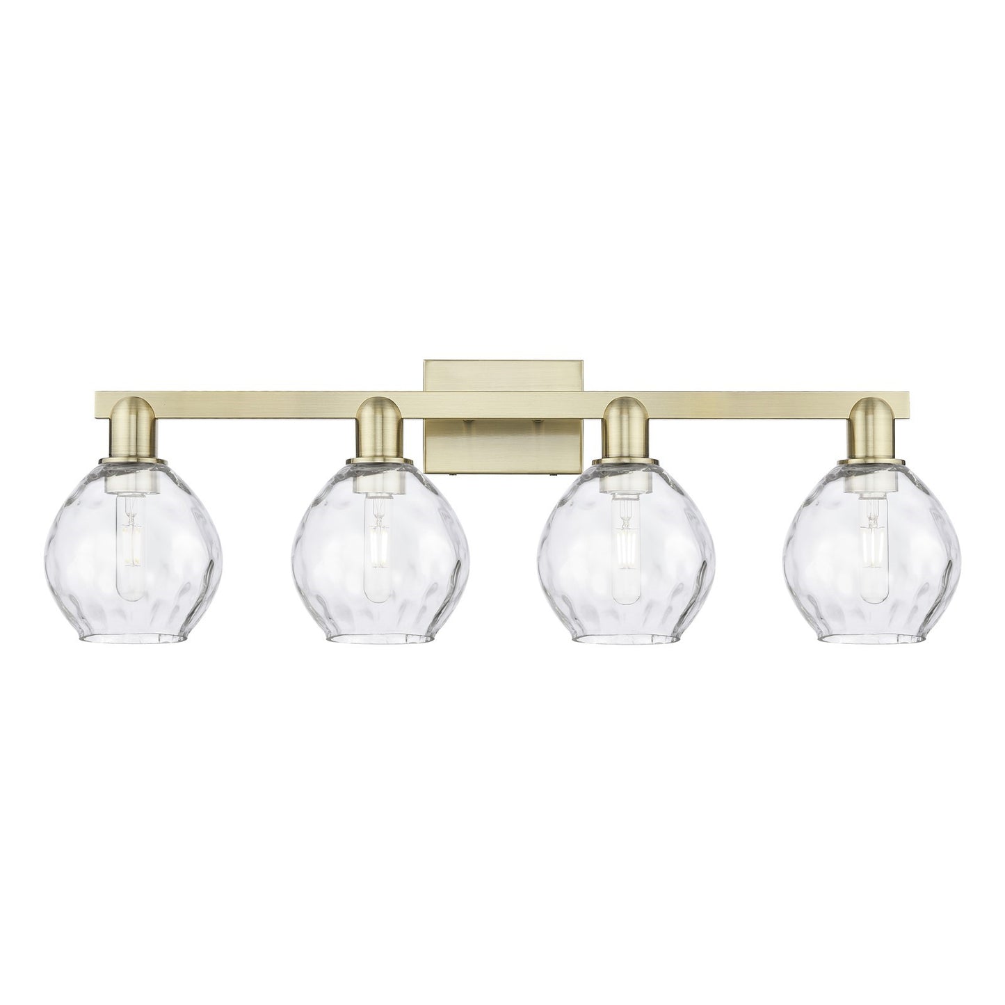 Innovations Waverly 33in 4-Light Bath Vanity Light | Industrial Antique Brass and Clear Glass | Bathroom Vanity | Model 716-4W-AB-G362