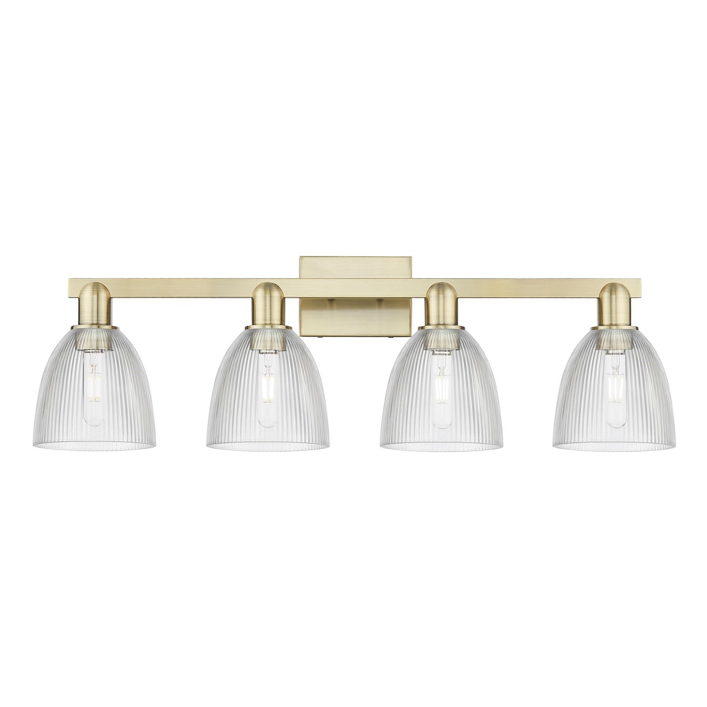 Innovations Castile 33in 4-Light Bath Vanity Light | Industrial Antique Brass and Clear Glass | Bathroom Vanity | Model 716-4W-AB-G382