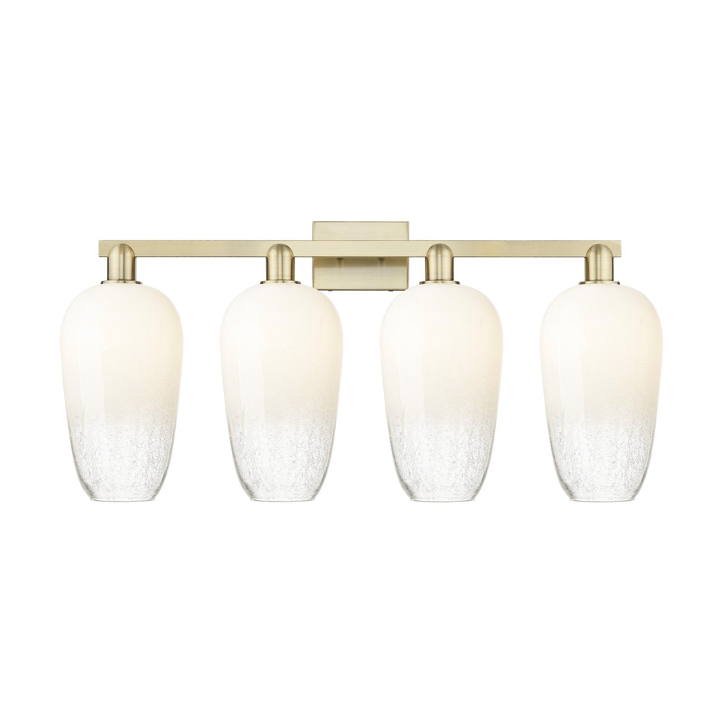 Innovations Brookhaven Flute 34in 4-Light Bath Vanity Light | Industrial Antique Brass Steel and Opal Glass | Bathroom Vanity | Model 716-4W-AB-G484-7OP