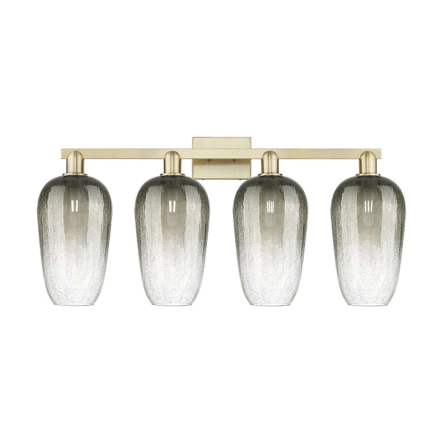 Innovations Brookhaven Flute 34in 4-Light Bath Vanity Light | Industrial Antique Brass Steel and Slate Glass | Bathroom Vanity | Model 716-4W-AB-G484-7SL