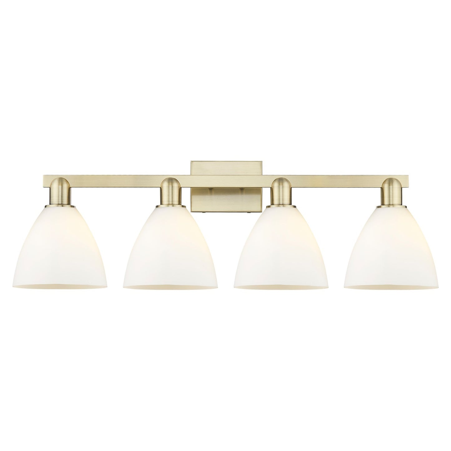 Innovations Bristol 35in 4-Light Bath Vanity Light | Industrial Antique Brass and Matte White Glass | Bathroom Vanity | Model 716-4W-AB-GBD-751
