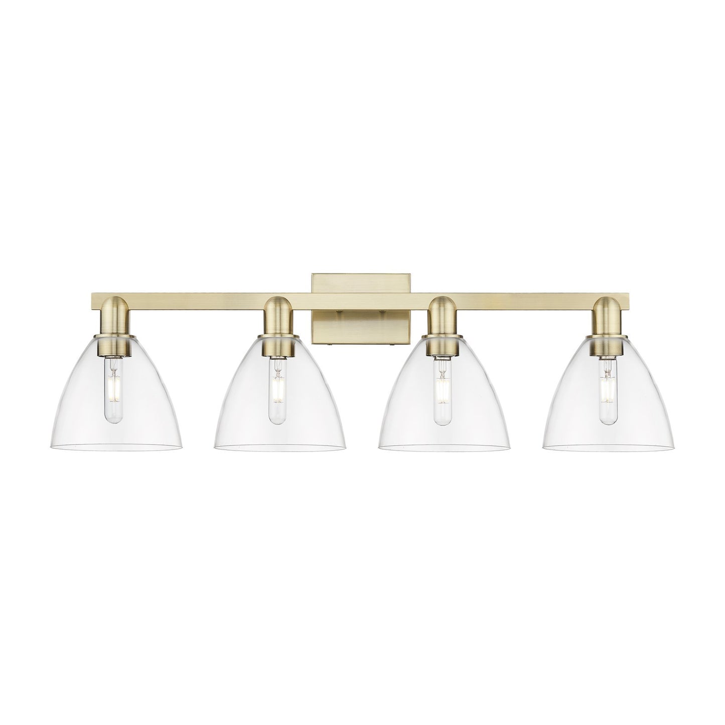 Innovations Bristol 35in 4-Light Bath Vanity Light | Industrial Antique Brass and Clear Glass | Bathroom Vanity | Model 716-4W-AB-GBD-752