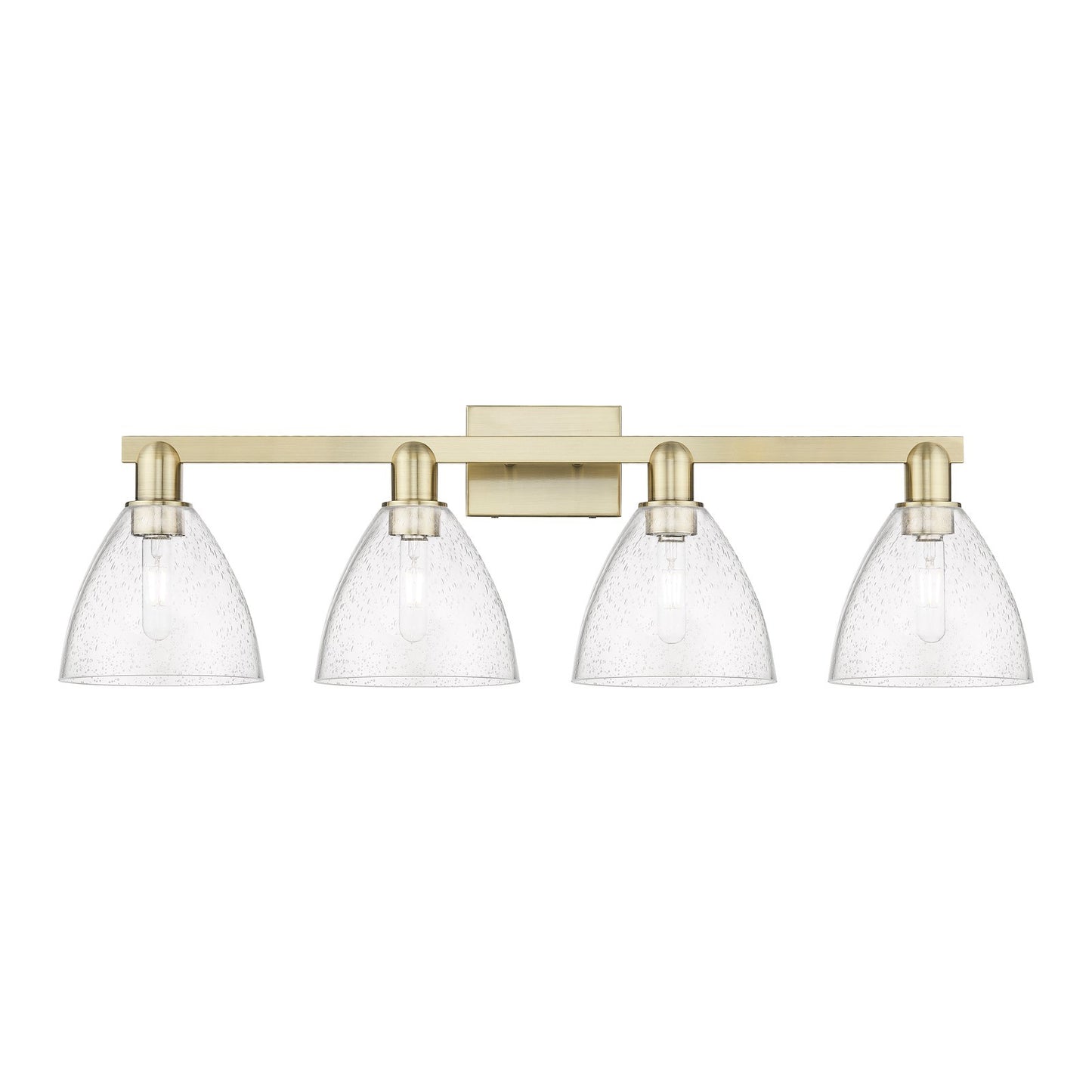 Innovations Bristol 35in 4-Light Bath Vanity Light | Industrial Antique Brass and Seedy Glass | Bathroom Vanity | 34.5 x 11.25 in | Model 716-4W-AB-GBD-754