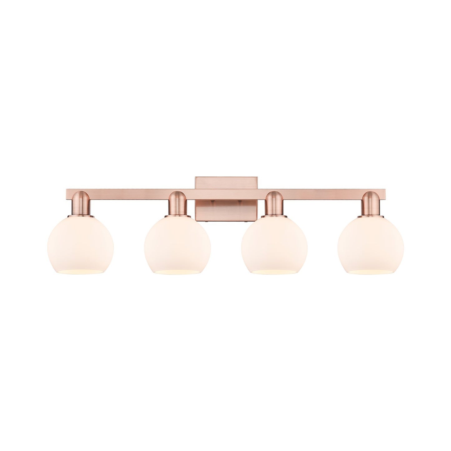 Innovations Athens 33in 4-Light Bath Vanity | Industrial Antique Copper and Matte White Glass | Bathroom Vanity | Model 716-4W-AC-G121-6