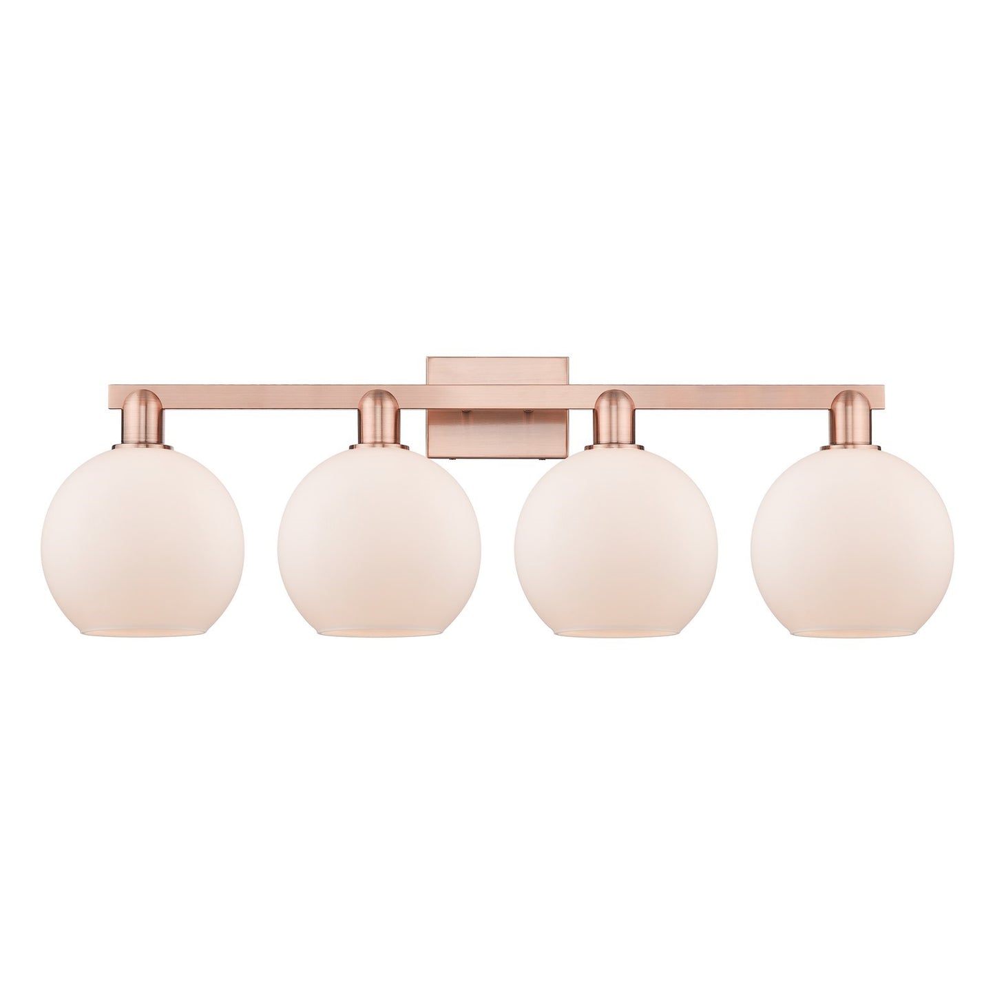 Innovations Athens 35in 4-Light Bath Vanity Light | Industrial Antique Copper Steel and Matte White Glass | Bathroom Vanity | Model 716-4W-AC-G121-8