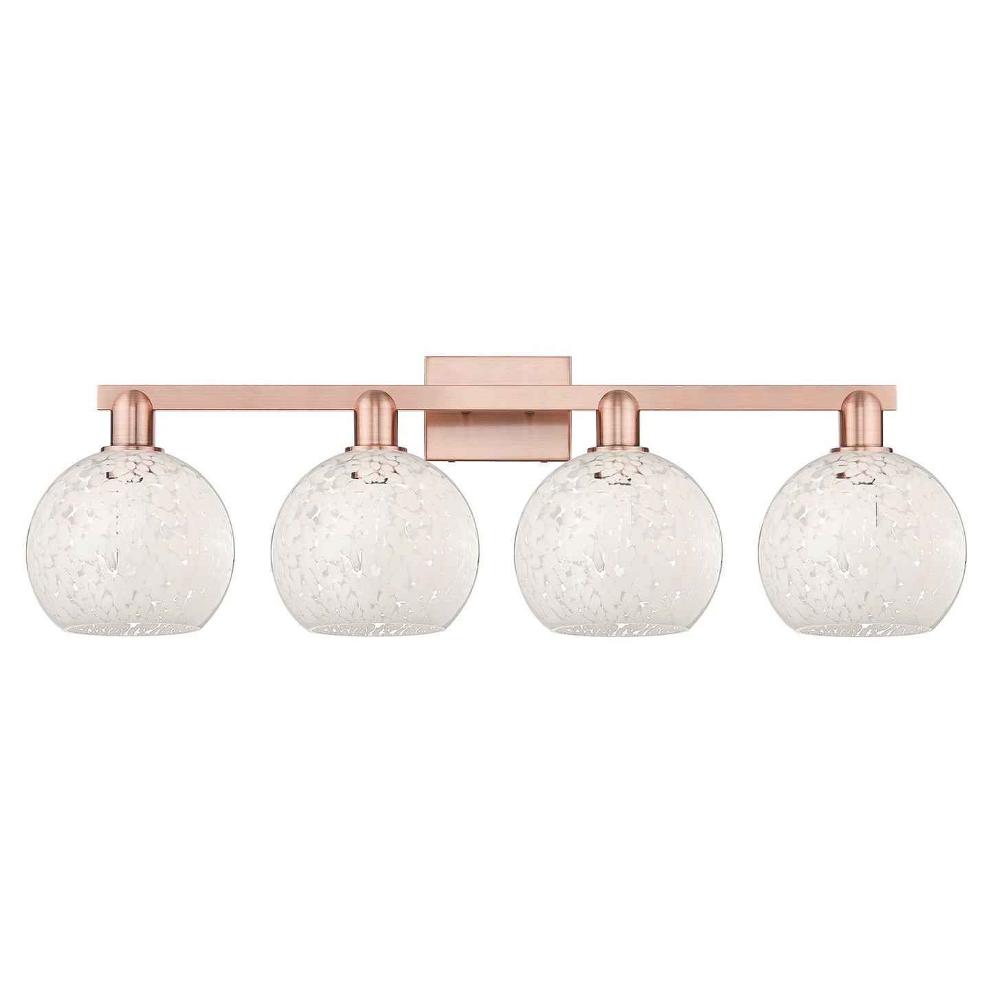 Innovations Lighting White Mouchette 35in 4-Light Bath Vanity | Industrial Transitional Antique Copper Steel and White | Model 716-4W-AC-G1216-8WM