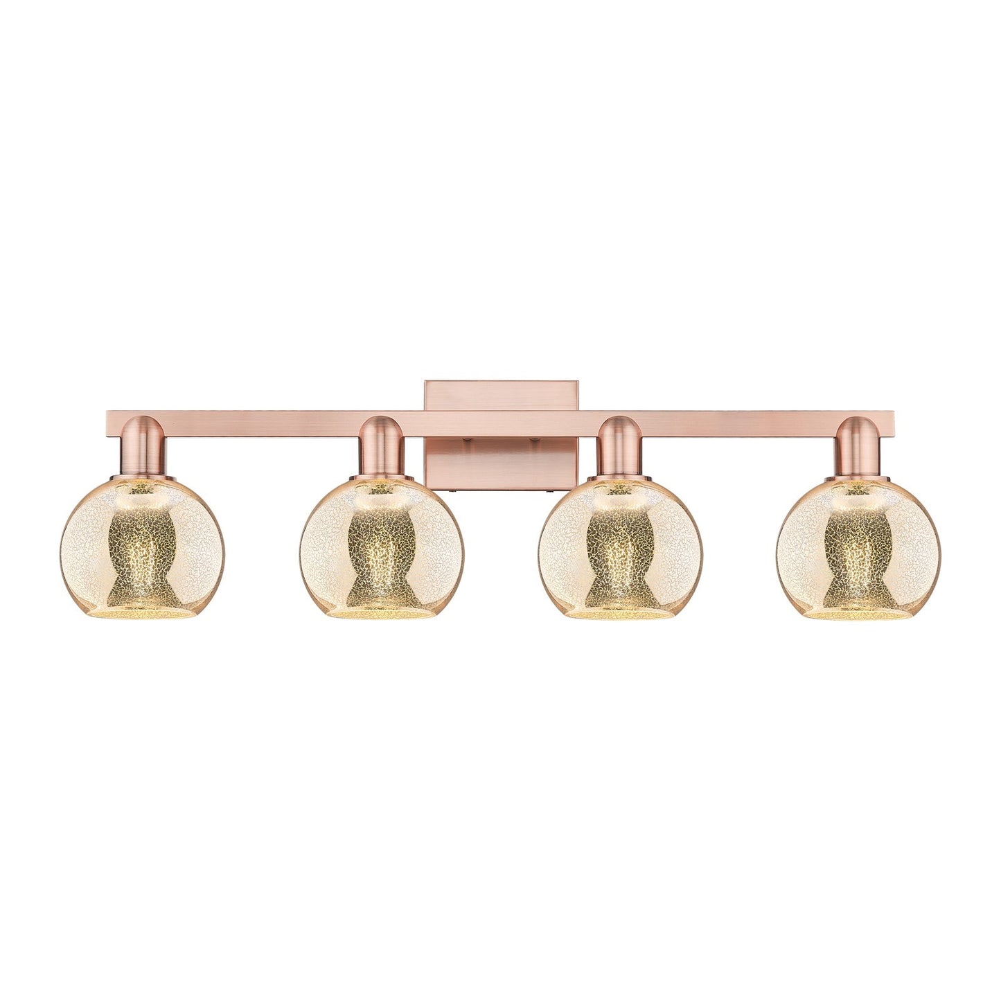 Innovations Athens 33in 4-Light Bath Vanity | Industrial Antique Copper Steel and Mercury Glass | Bathroom Vanity Light | Model 716-4W-AC-G128-6