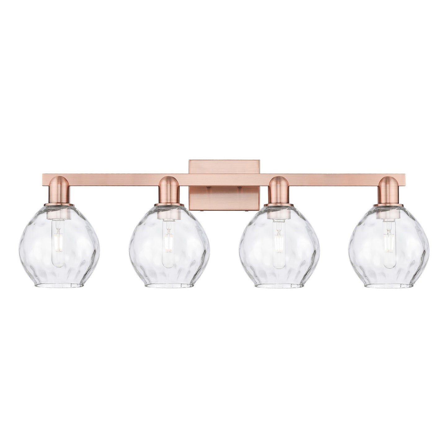 Innovations Waverly 33in 4-Light Bath Vanity Light | Industrial Antique Copper Steel and Clear Glass | Bathroom Vanity & Hallway | Model 716-4W-AC-G362