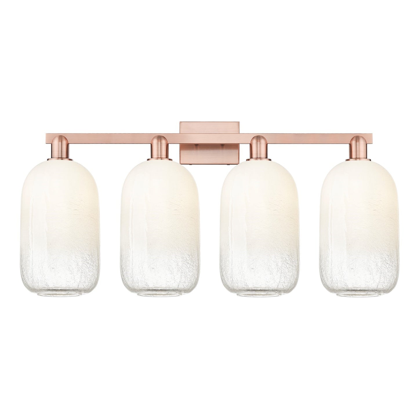 Innovations Brookhaven Cloche 34in 4-Light Bath Vanity | Industrial Antique Copper and Opal Glass | Bathroom Vanity | Model 716-4W-AC-G482-7OP