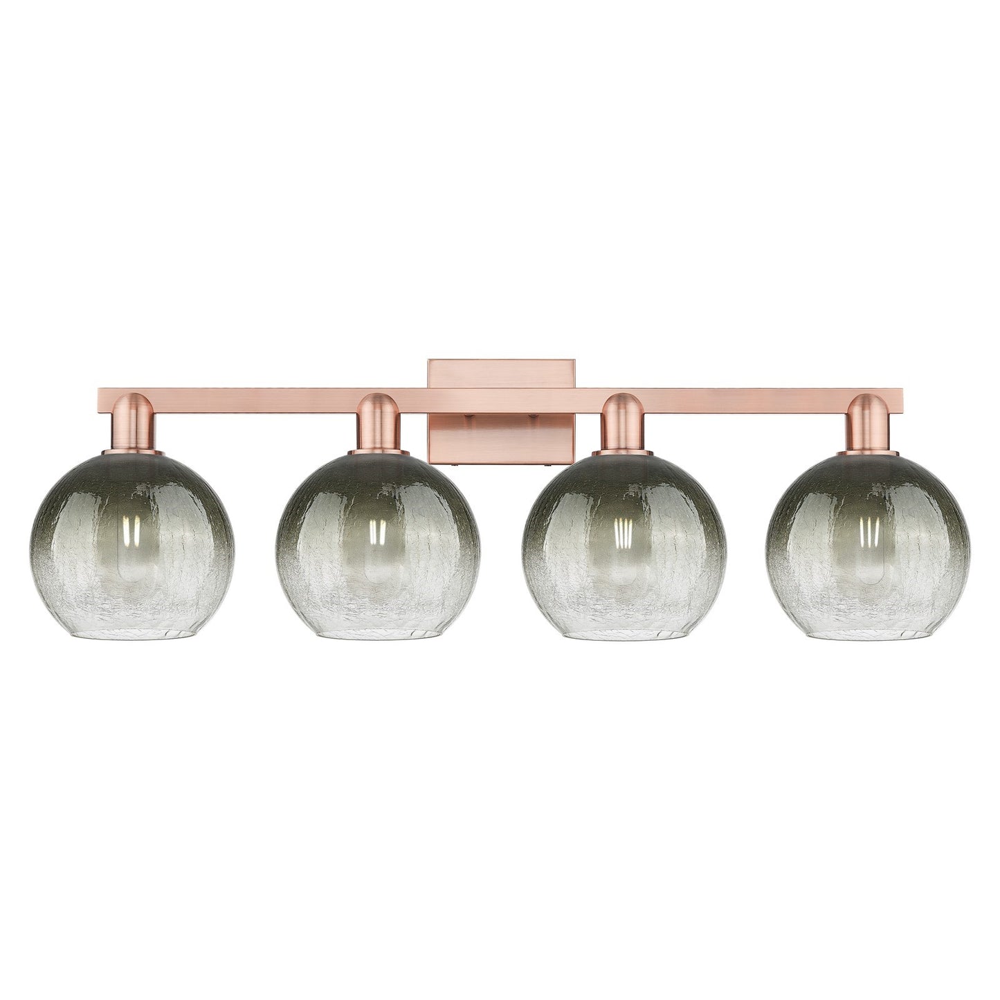 Innovations Brookhaven Globe 35in 4-Light Bath Vanity Light | Industrial Antique Copper Steel and Slate Glass | Bathroom Vanity | Model 716-4W-AC-G483-8SL