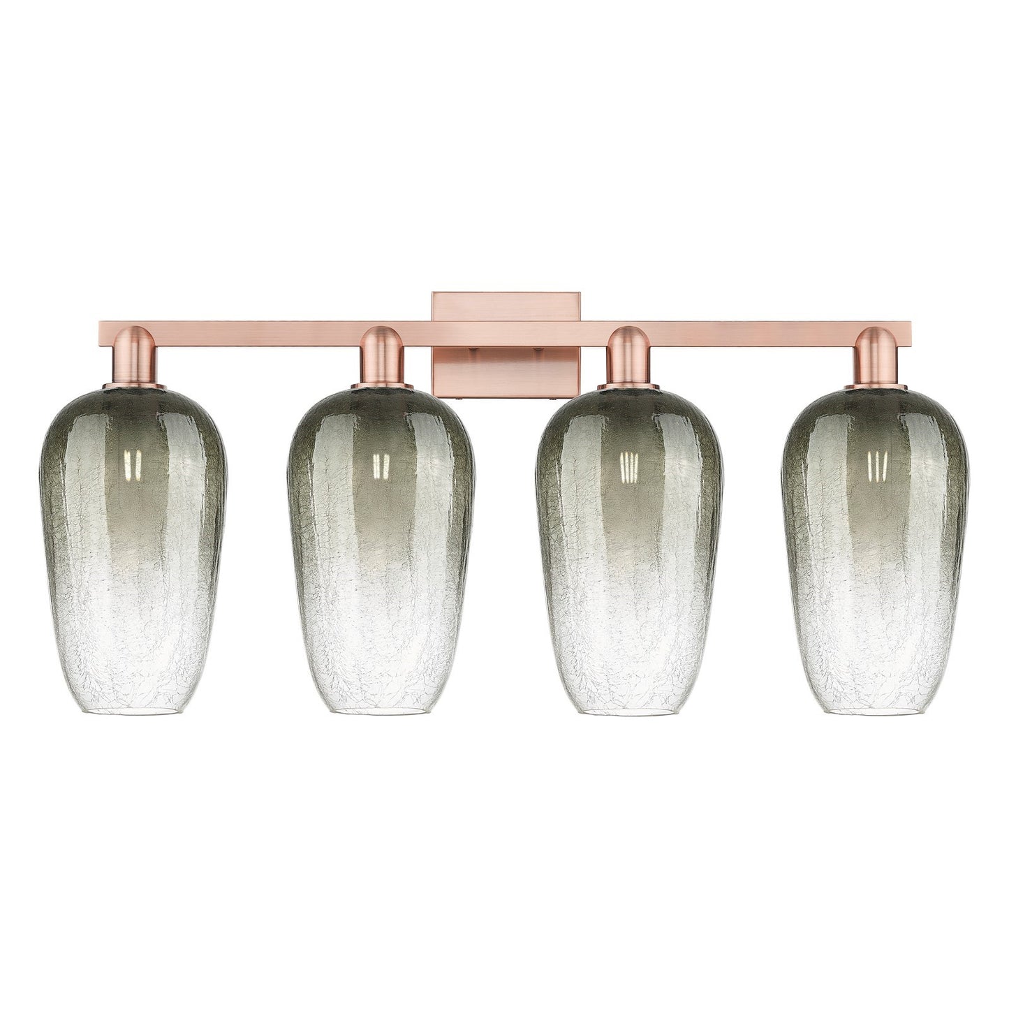 Innovations Brookhaven Flute 34in 4-Light Bath Vanity Light | Industrial Antique Copper Steel and Slate Glass | Damp Rated | Model 716-4W-AC-G484-7SL