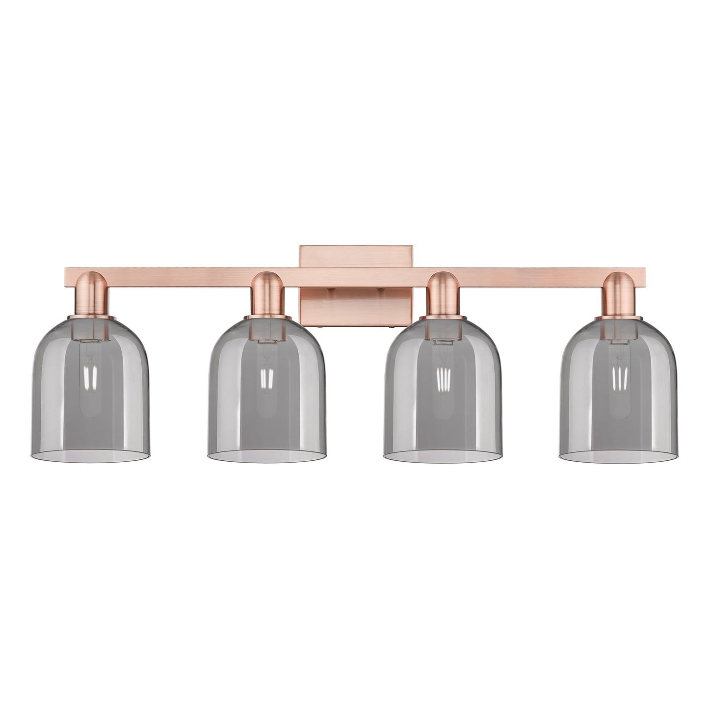 Innovations Bella 33in 4-Light Bath Vanity Light | Industrial Antique Copper and Light Smoke Glass | Bathroom Vanity | Model 716-4W-AC-G558-6SM