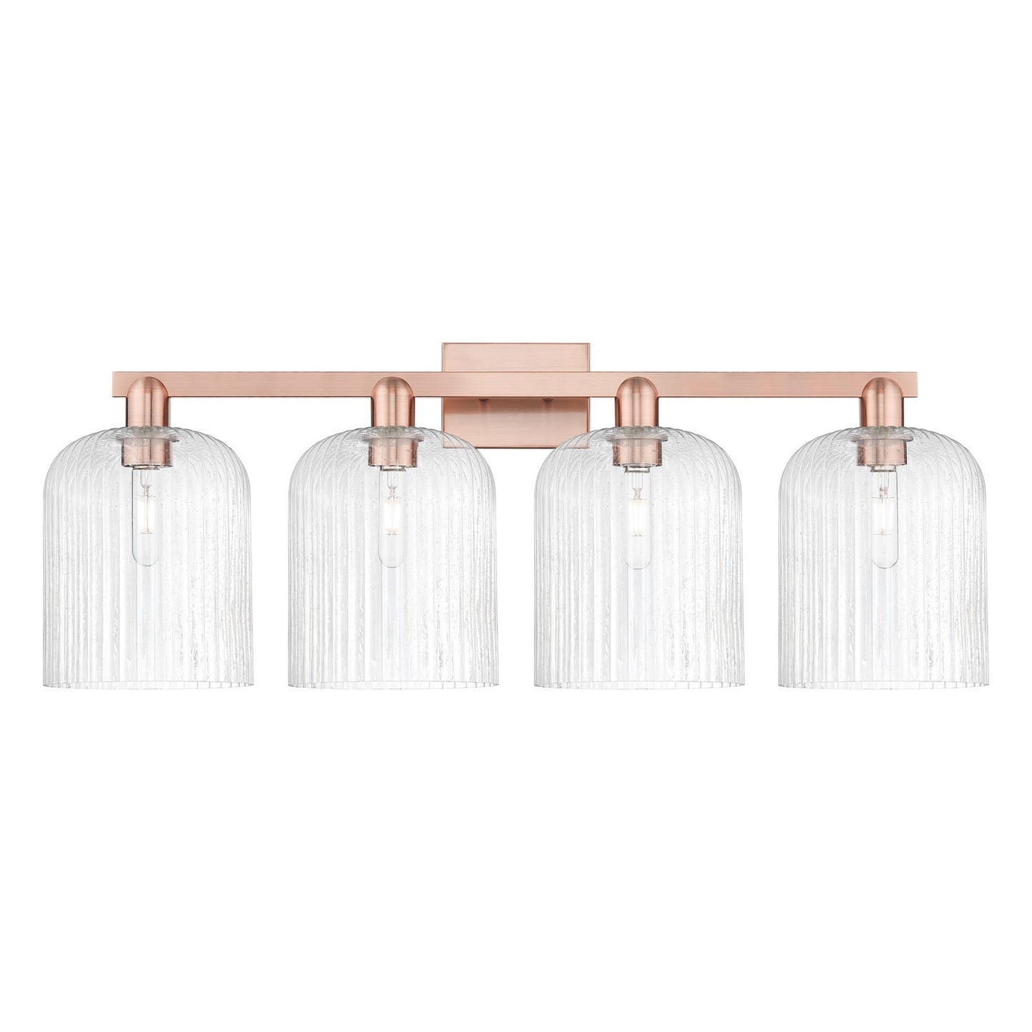 Innovations Bridal Veil 35in 4-Light Bath Vanity Light | Industrial Antique Copper Steel and Seedy Bell Glass | Bathroom | Model 716-4W-AC-G559-8SDY