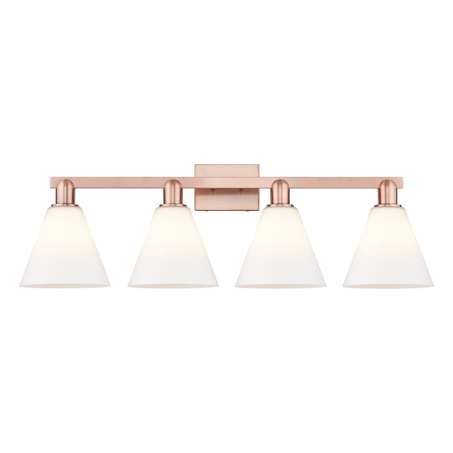 Innovations Berkshire Glass 35in 4-Light Bath Vanity Light | Industrial Antique Copper and Matte White Glass | Bathroom Vanity & | Model 716-4W-AC-GBC-81