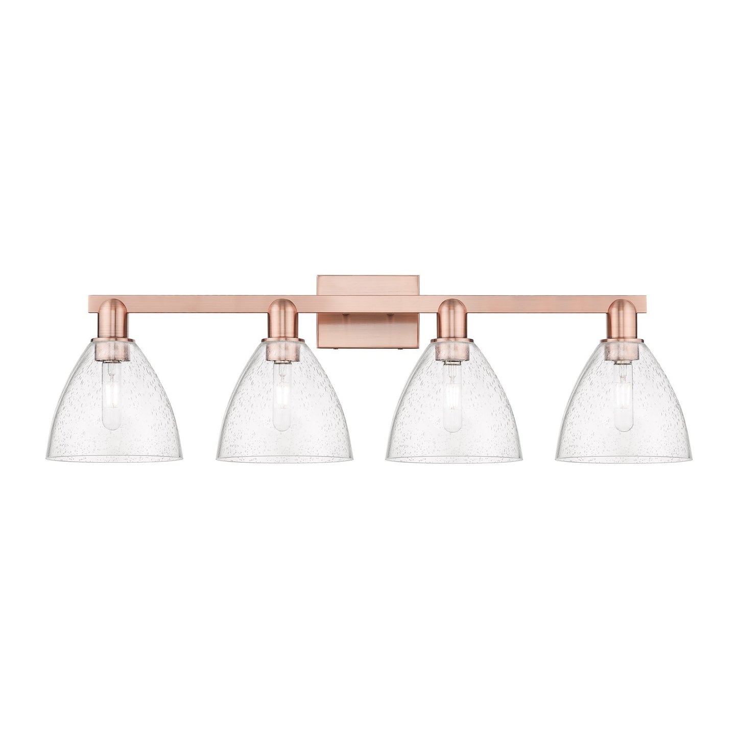Innovations Bristol 34.5in 4-Light Bath Vanity | Industrial Antique Copper Steel and Seedy Glass | Bathroom Vanity Light | Model 716-4W-AC-GBD-754