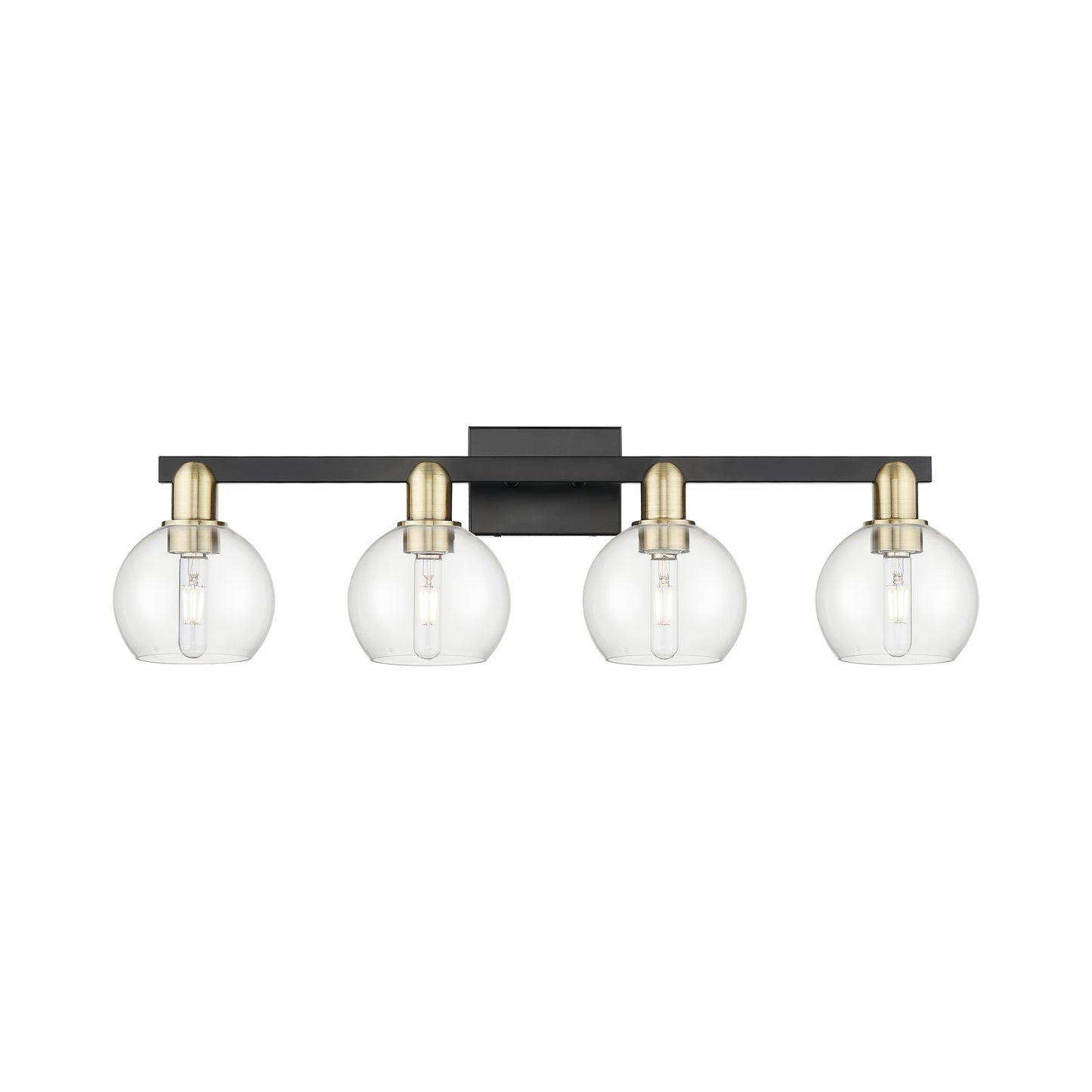 Innovations Athens 33in 4-Light Bath Vanity Light | Industrial Black Antique Brass and Clear Glass | Bathroom Vanity | Model 716-4W-BAB-G122-6