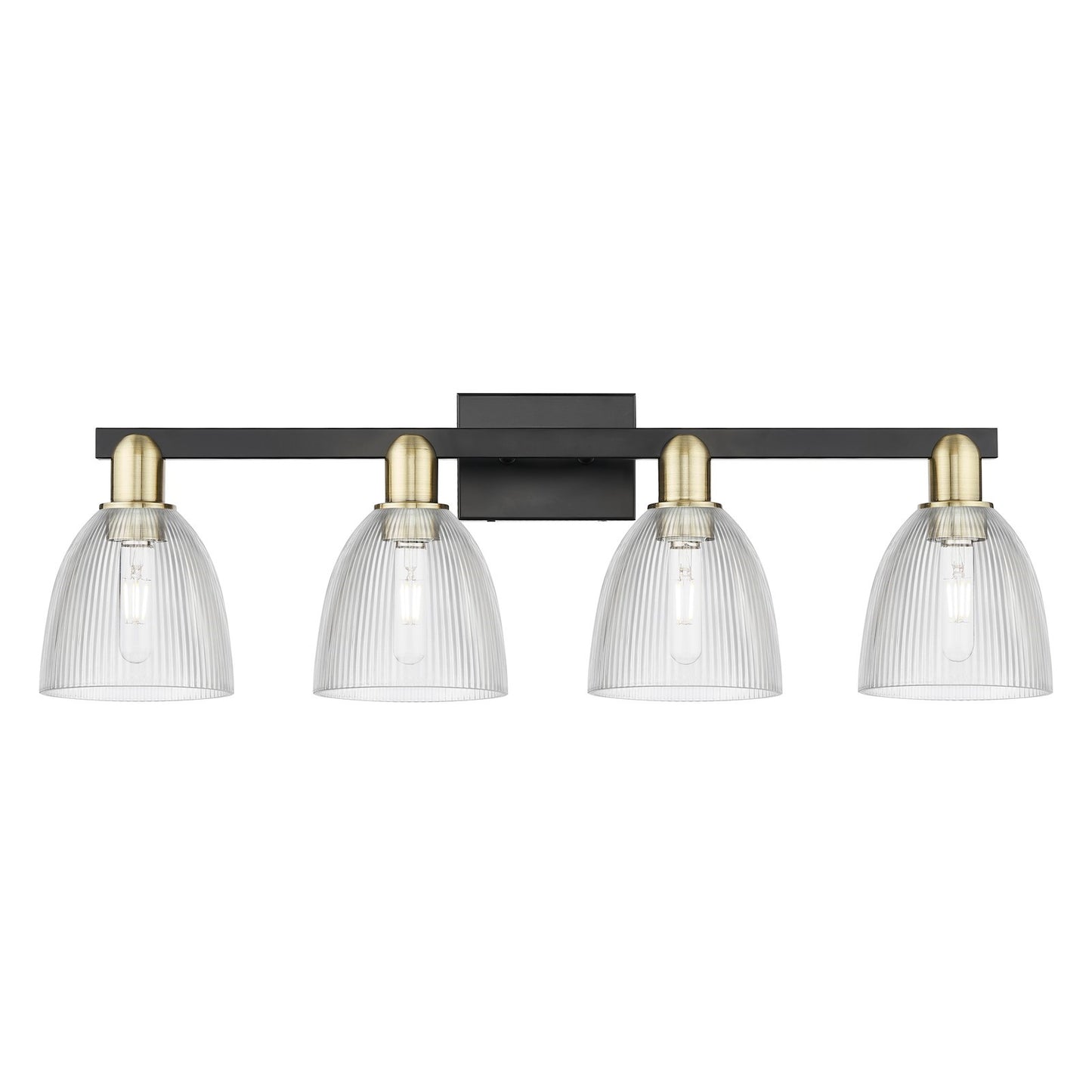 Innovations Castile 33in 4-Light Bath Vanity Light | Industrial Black Antique Brass and Clear Glass | Bathroom Vanity | Model 716-4W-BAB-G382