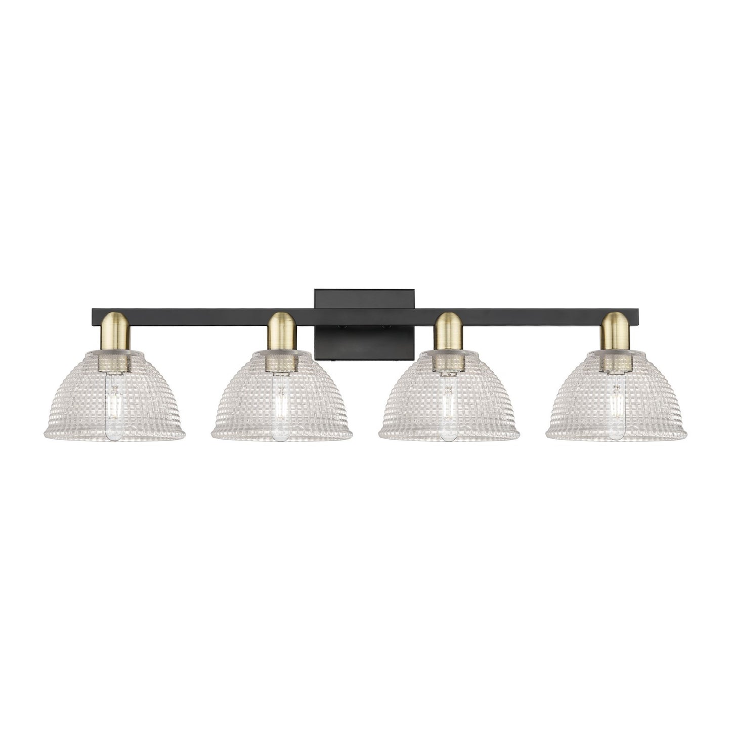 Innovations Arietta 35in 4-Light Bath Vanity Light | Industrial Black Antique Brass and Clear Glass | Bathroom Vanity | Model 716-4W-BAB-G422