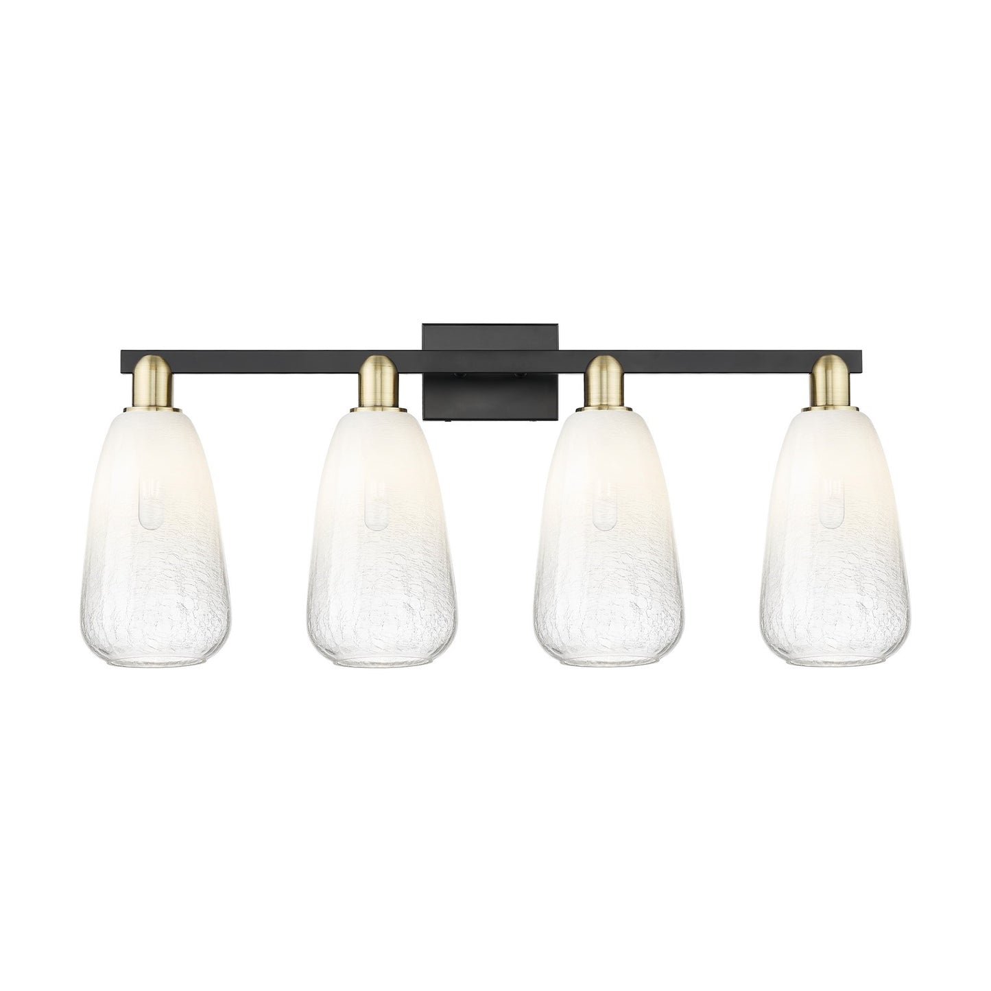 Innovations Brookhaven Almond 33in 4-Light Bath Vanity Light | Industrial Black Antique Brass and Opal Glass | Bathroom Vanity | Model 716-4W-BAB-G480-6OP