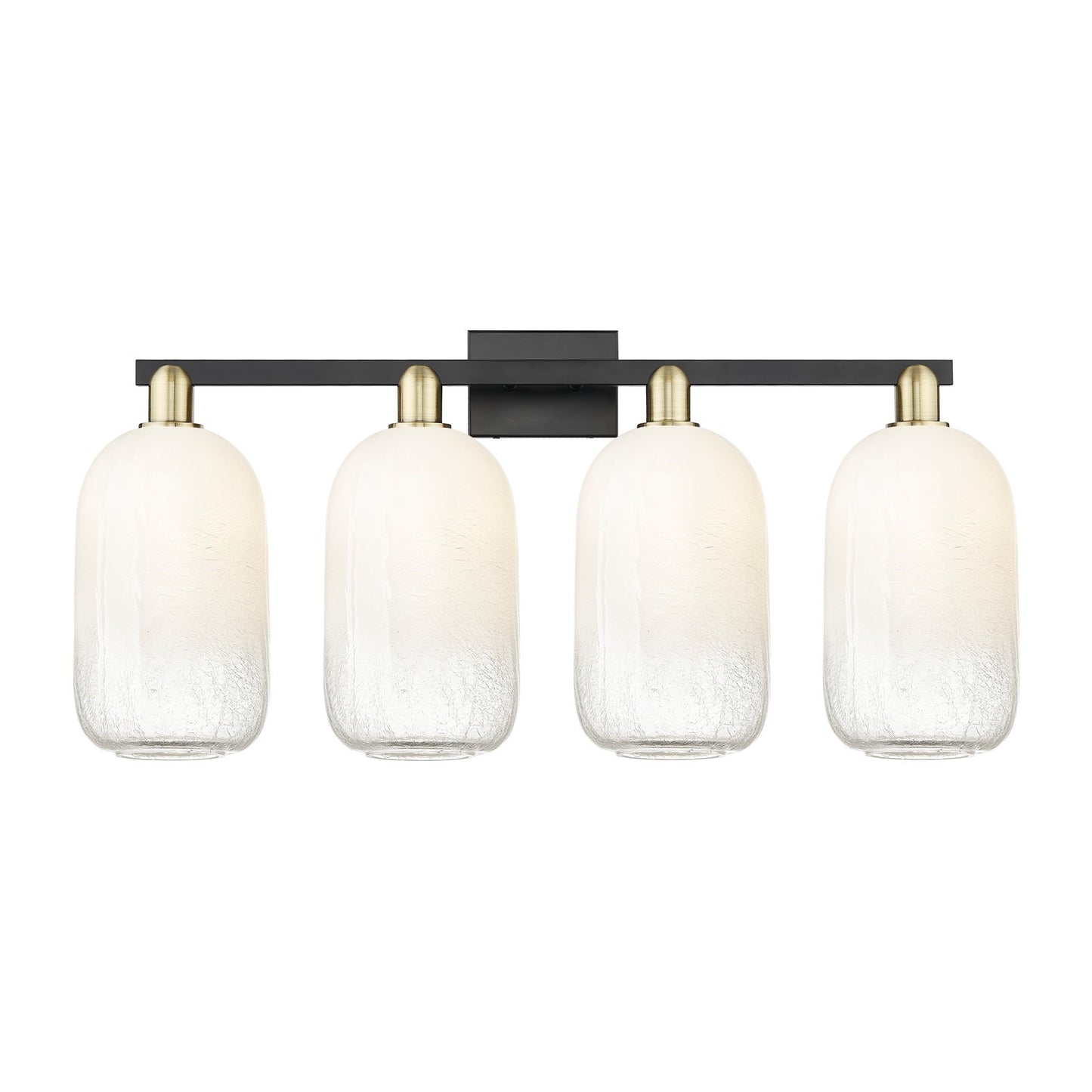 Innovations Brookhaven Cloche 34in 4-Light Bath Vanity Light | Industrial Black Antique Brass and Opal Glass | Bathroom Vanity | Model 716-4W-BAB-G482-7OP