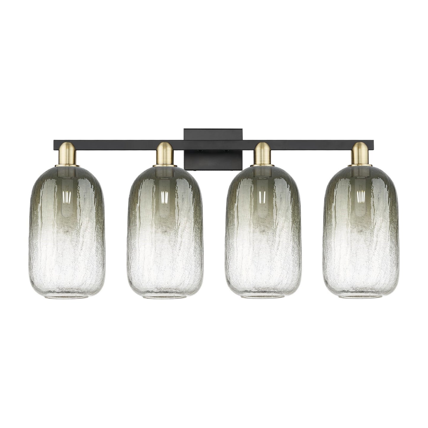Innovations Brookhaven Cloche 34in 4-Light Bath Vanity Light | Industrial Black Antique Brass and Slate Glass | Bathroom | Model 716-4W-BAB-G482-7SL