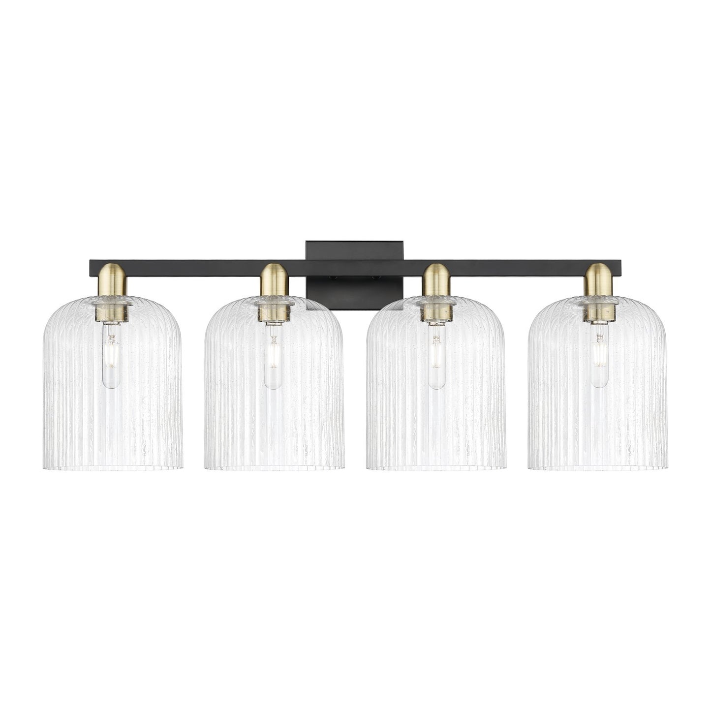 Innovations Bridal Veil 35in 4-Light Bath Vanity Light | Industrial Black Antique Brass and Seedy Glass | Bathroom Vanity | Model 716-4W-BAB-G559-8SDY