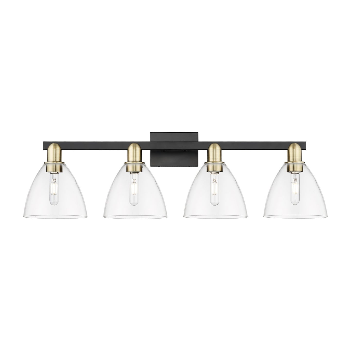Innovations Bristol 34.5in 4-Light Bath Vanity Light | Industrial Black Antique Brass and Clear Glass | Bathroom Vanity | Model 716-4W-BAB-GBD-752