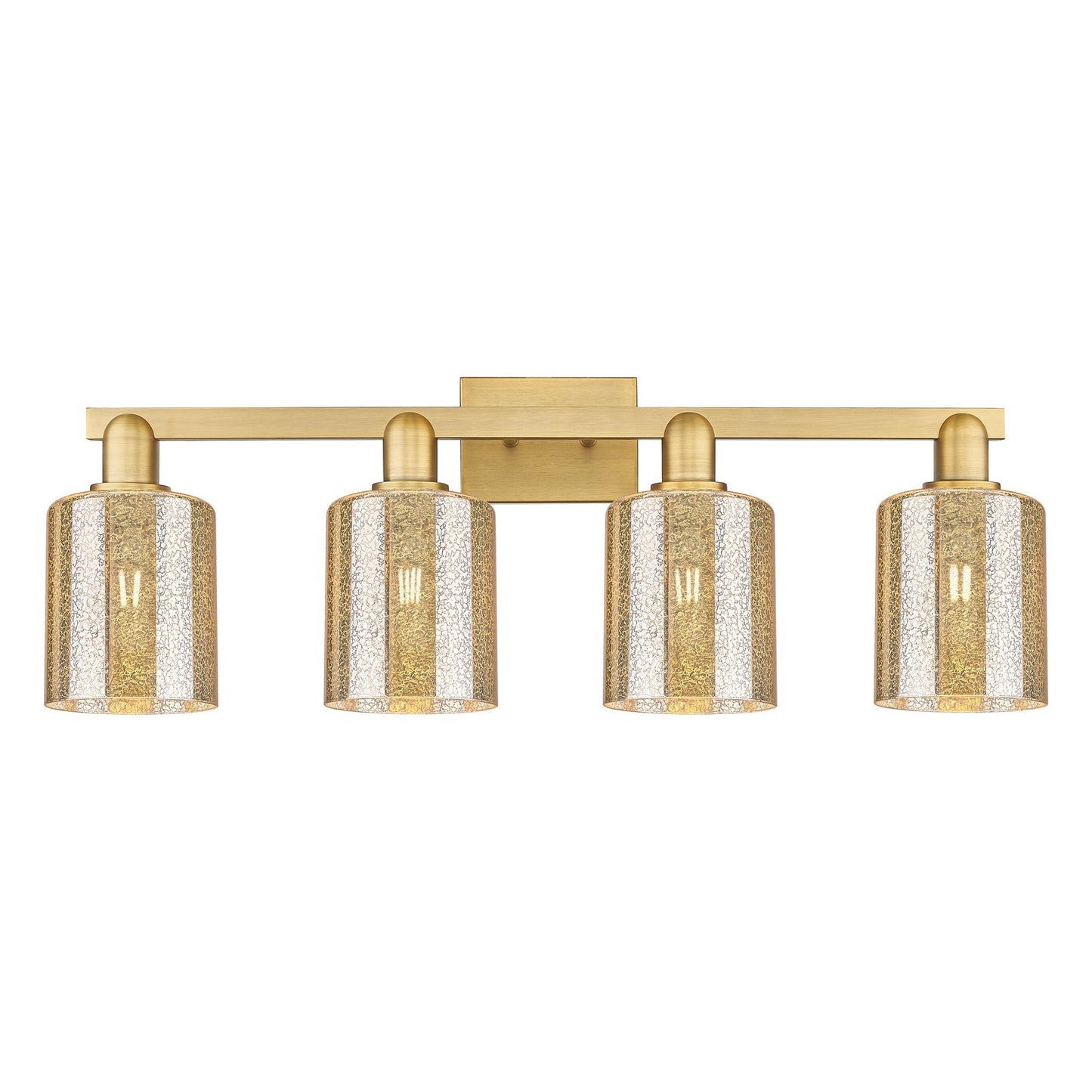 Innovations Cobbleskill 32in 4-Light Bath Vanity Light | Industrial Brushed Brass and Mercury Glass | Bathroom Vanity & Powder Room | Model 716-4W-BB-G116