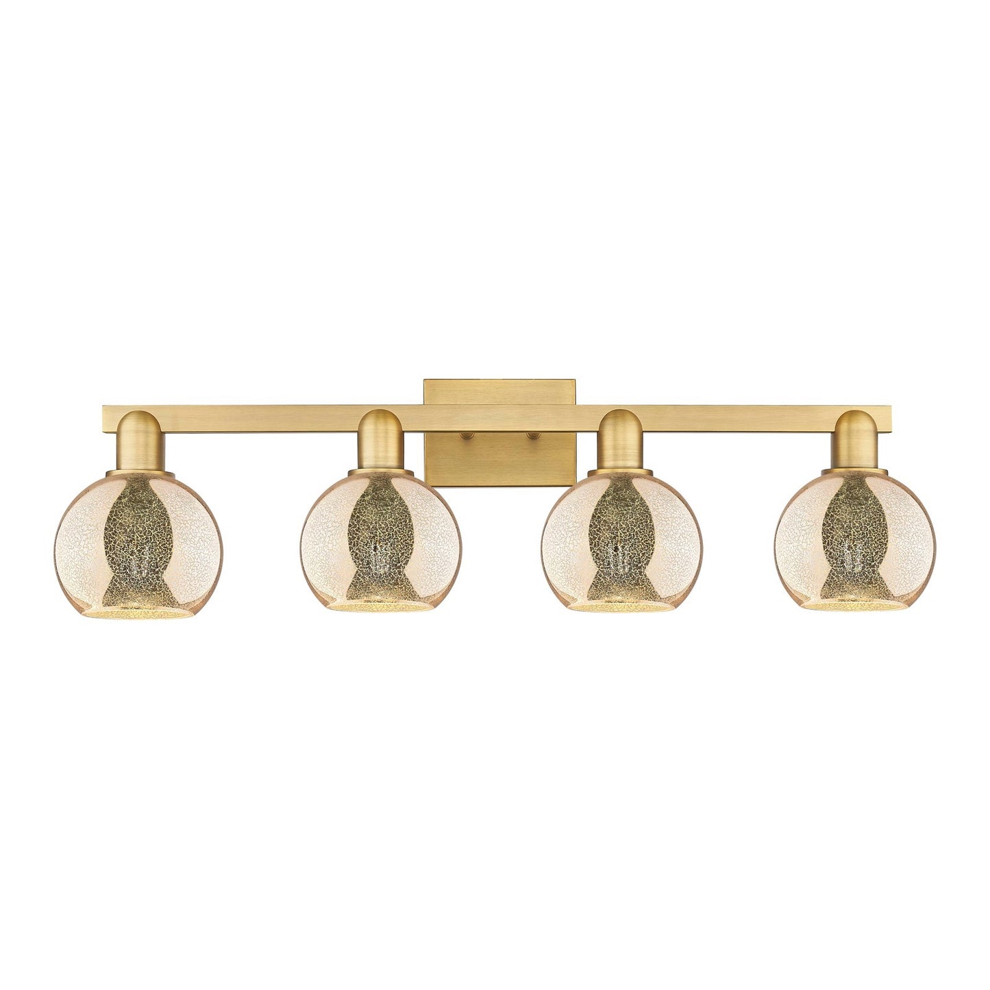 Innovations Athens 33in 4-Light Bath Vanity Light | Industrial Brushed Brass Steel and Mercury Glass | Bathroom Vanity | Model 716-4W-BB-G128-6