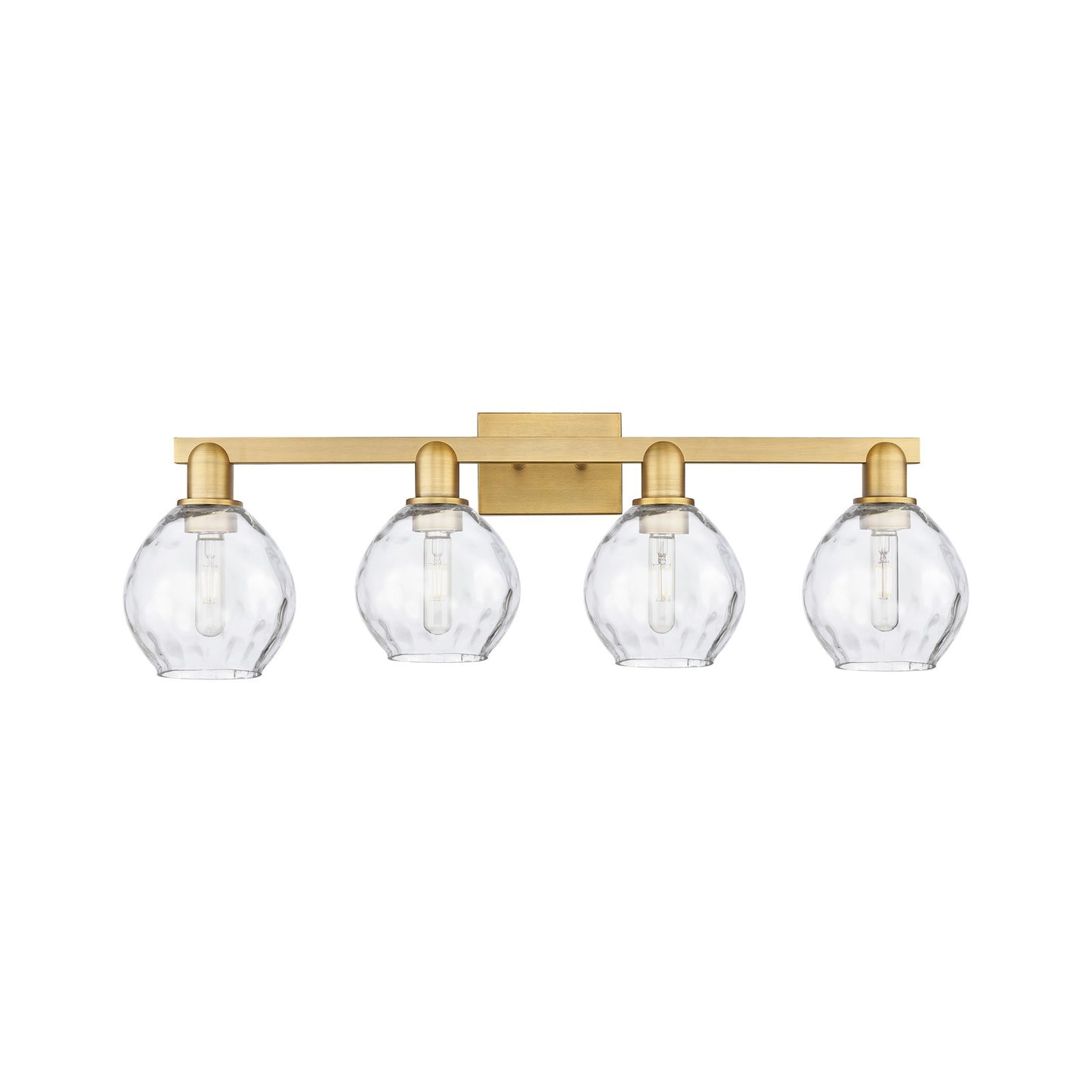 Innovations Waverly 33in 4-Light Bath Vanity Light | Industrial Brushed Brass and Clear Glass | Bathroom Vanity | Model 716-4W-BB-G362