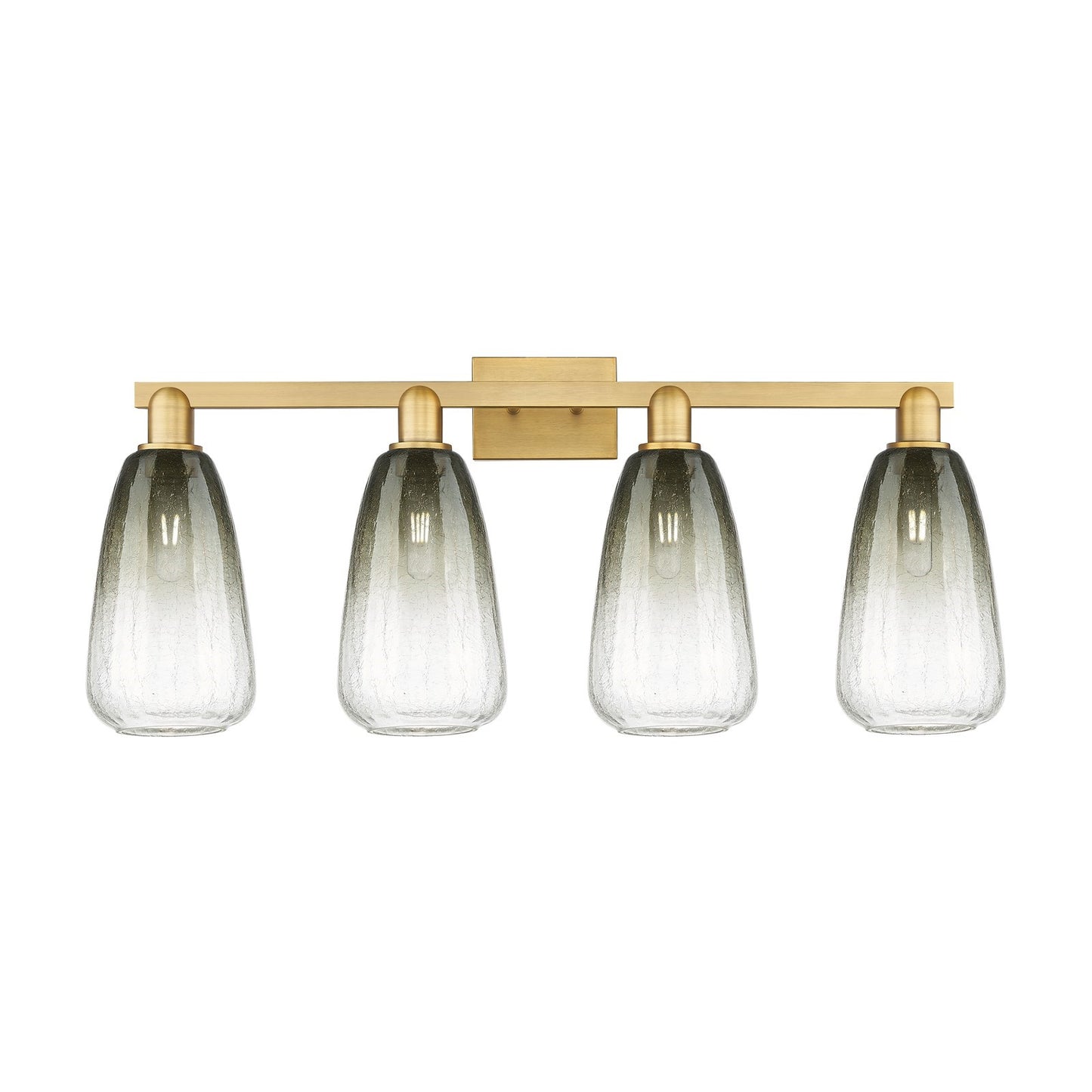 Innovations Brookhaven Almond 33in 4-Light Bath Vanity Light | Industrial Brushed Brass and Slate Glass | Bathroom Vanity | Model 716-4W-BB-G480-6SL